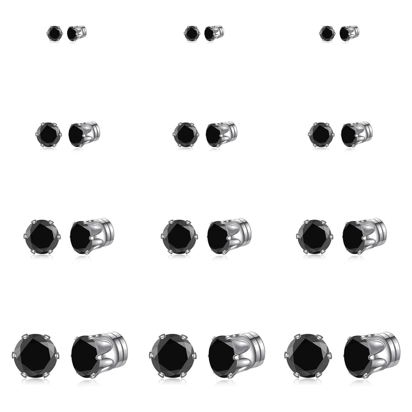 Set de 12 Aretes Magnéticos Spiritlele Circonita 4-7mm