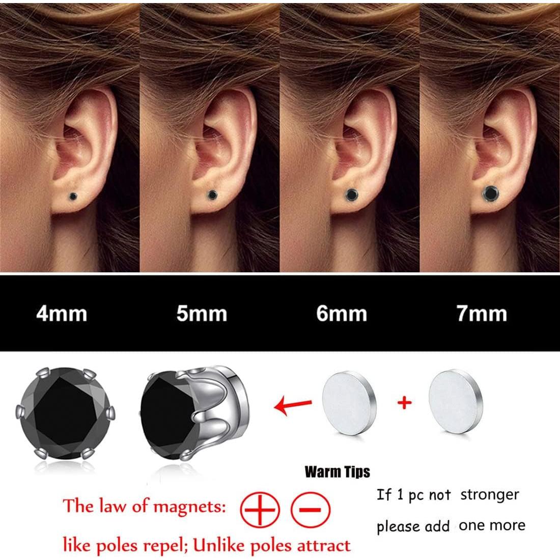 Set de 12 Aretes Magnéticos Spiritlele Circonita 4-7mm