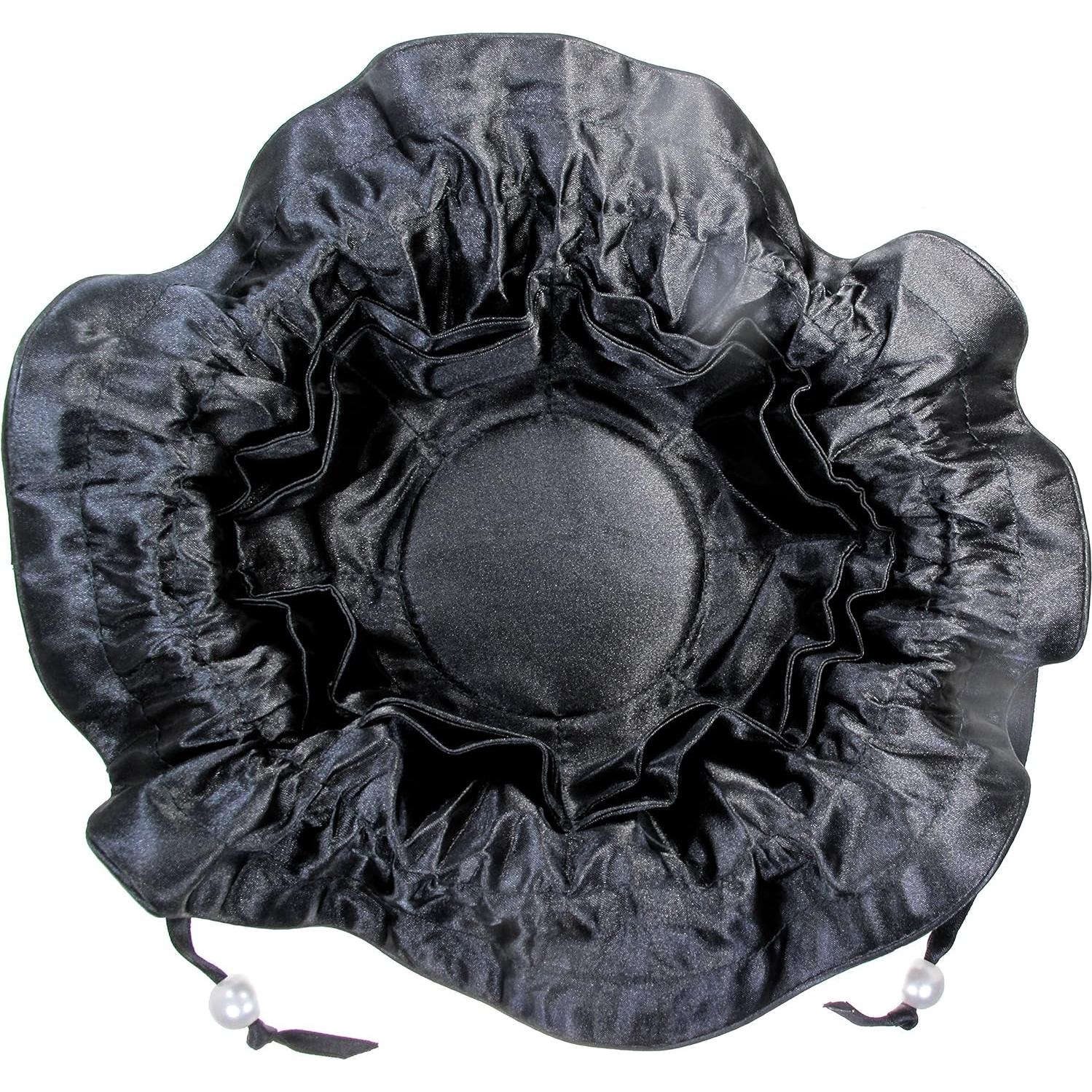 Bolsa de Joyas 2-en-1 TropicaZona de Satén Negro con 16 Bolsillos