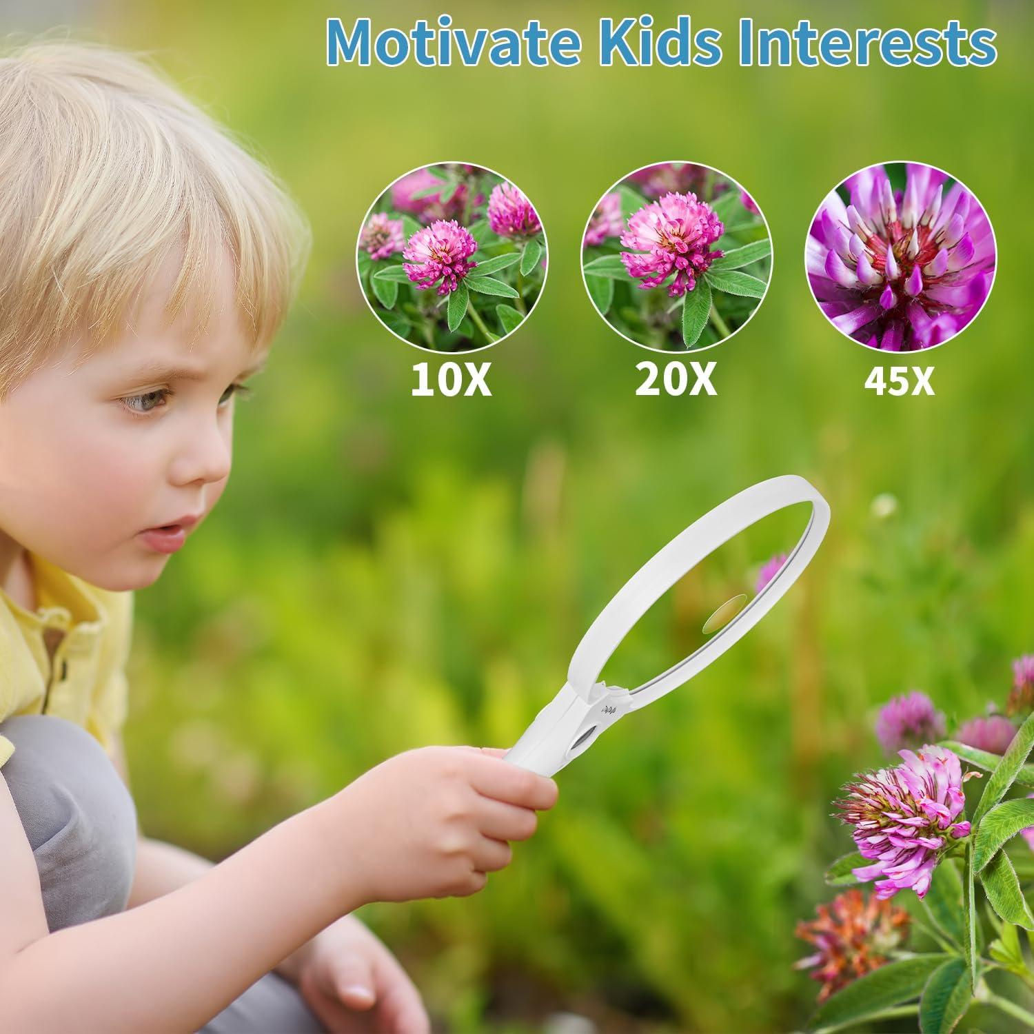 Lupa de Mano JARLINK con Luz LED 10X 20X 45X Blanca