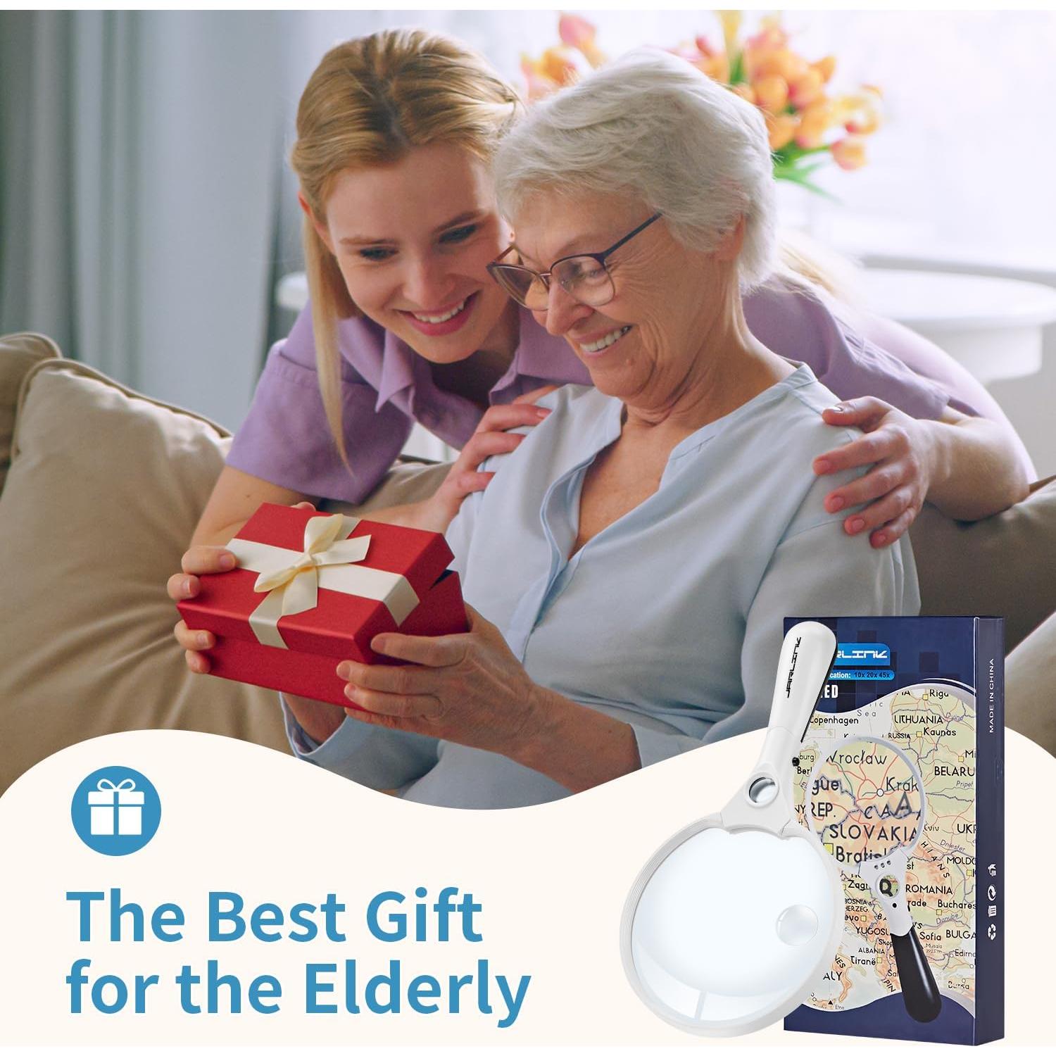 Lupa de Mano JARLINK con Luz LED 10X 20X 45X Blanca