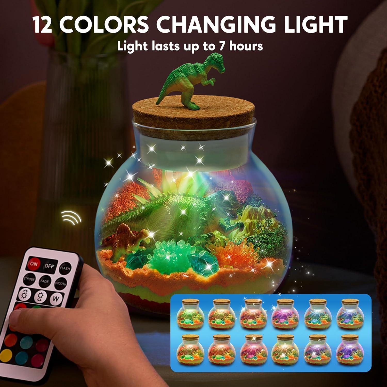 Kit de Terrario de Cristales Dinosaurio Klever Kits - Luz LED 12 Colores