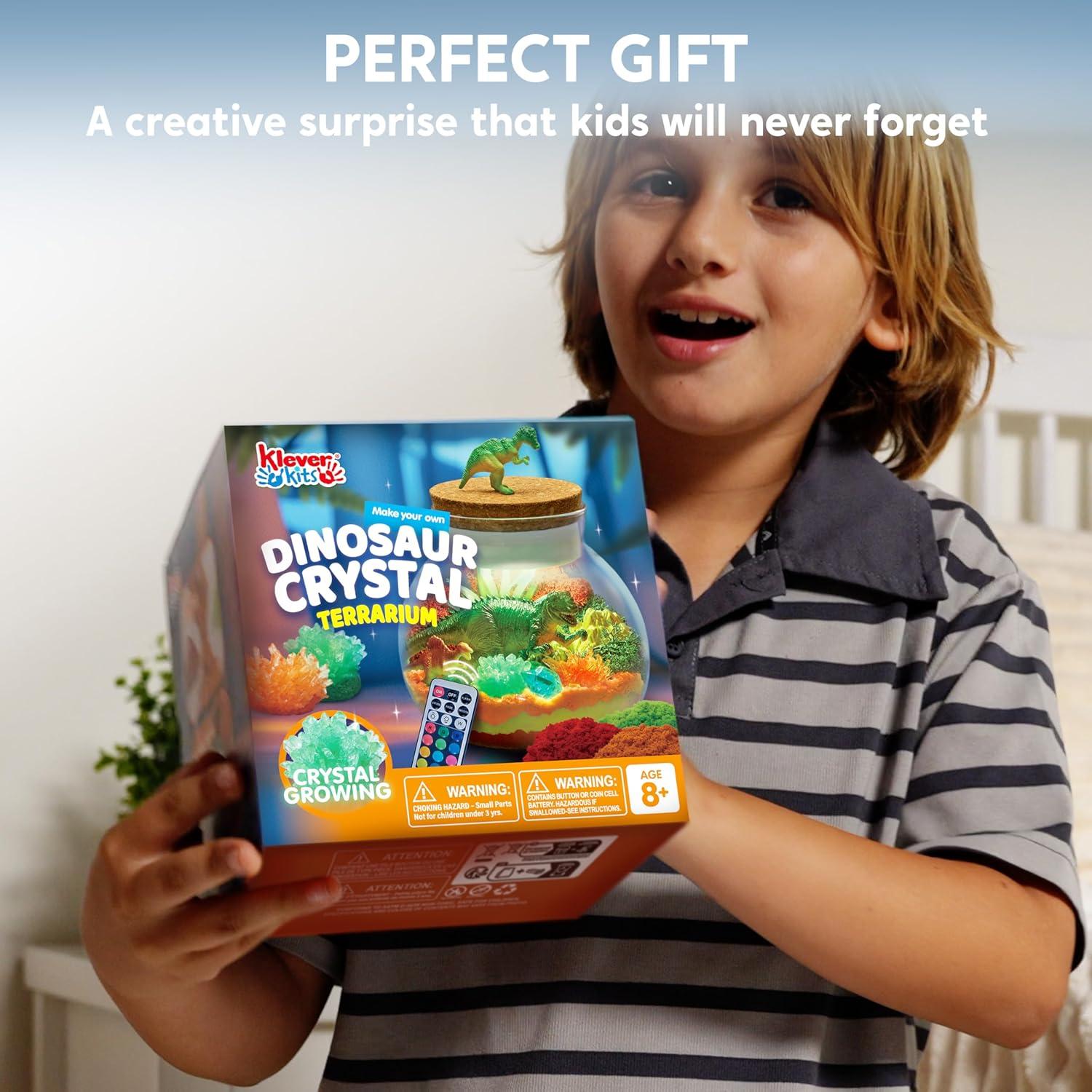 Kit de Terrario de Cristales Dinosaurio Klever Kits - Luz LED 12 Colores