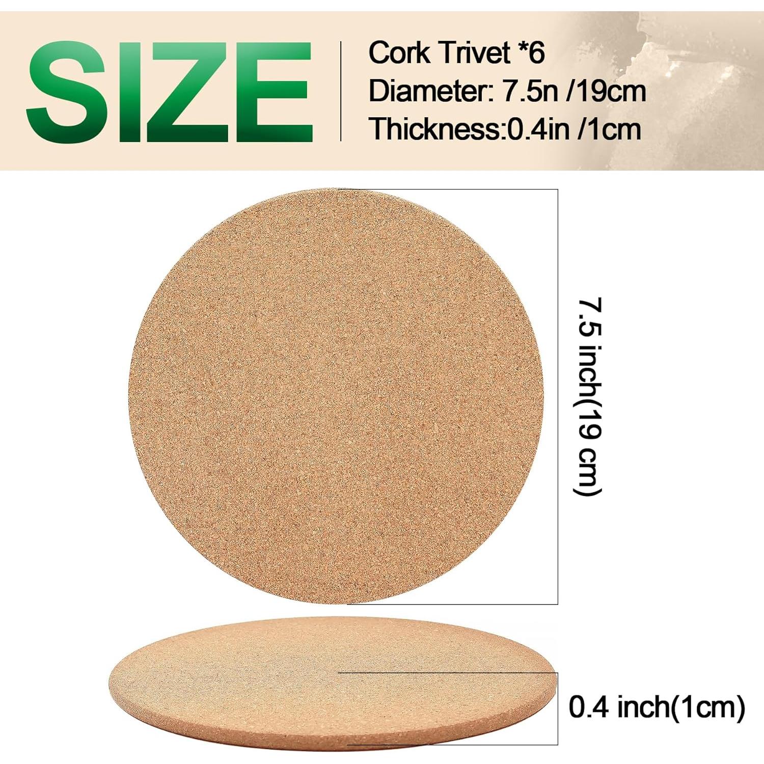 Trivet de Corcho NIJIALGEXPY, 4 Posavasos Redondos 19 cm