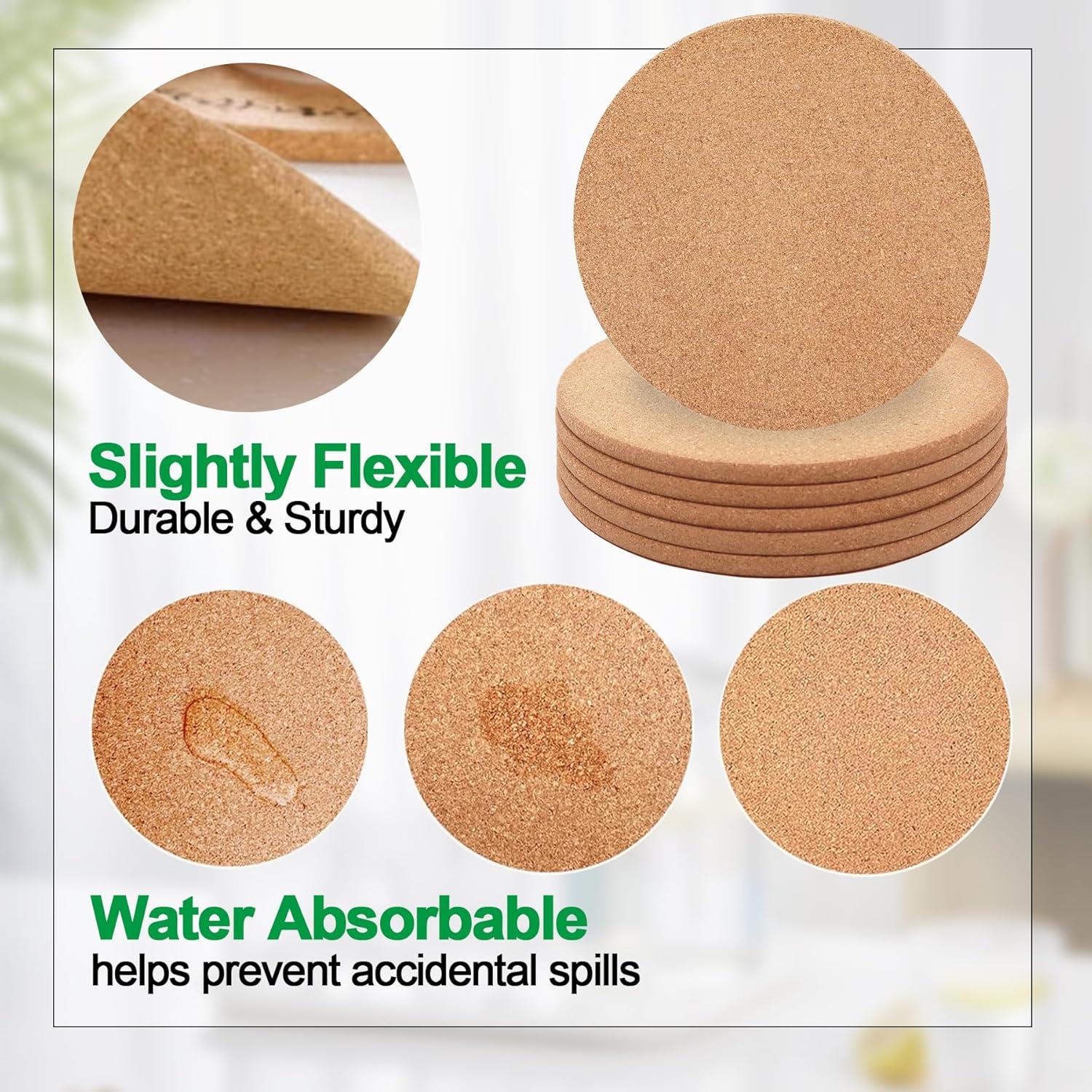 Trivet de Corcho NIJIALGEXPY, 4 Posavasos Redondos 19 cm