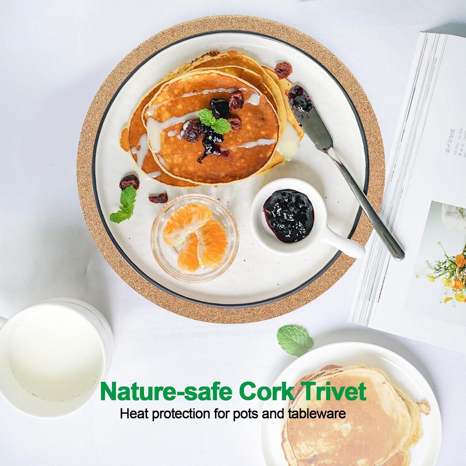 Trivet de Corcho NIJIALGEXPY, 4 Posavasos Redondos 19 cm