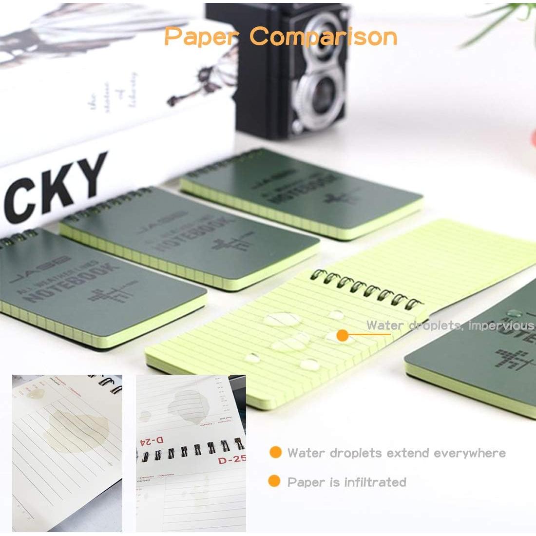 Paquete de 10 Cuadernos Impermeables MOAMUN Verde 7.62x12.7cm