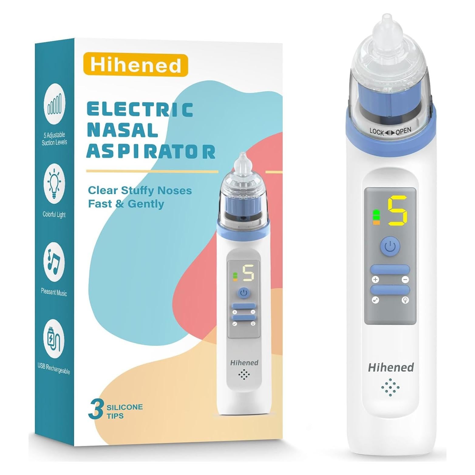 Aspirador Nasal Eléctrico Hihened HED01 para Bebés Azul