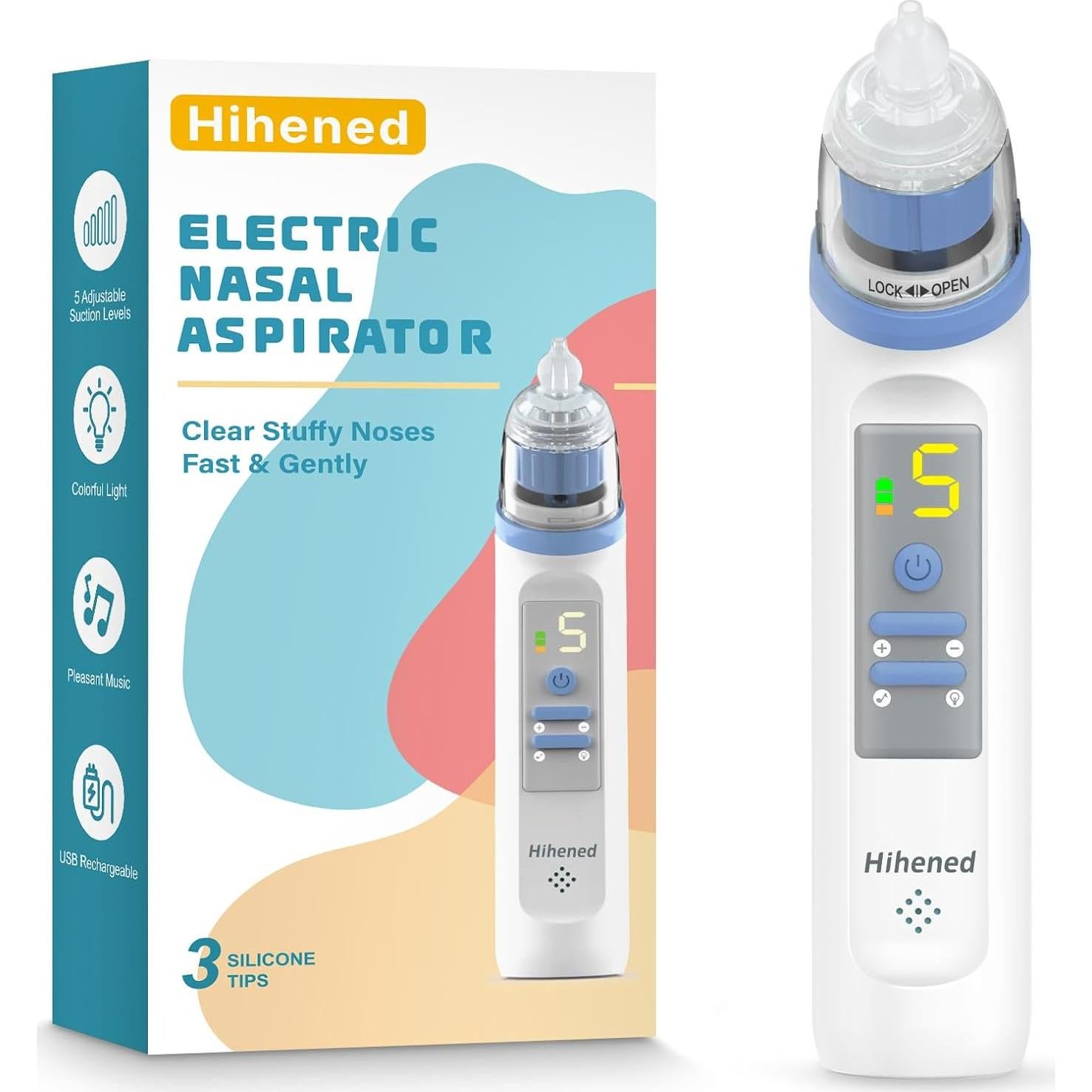 Aspirador Nasal Eléctrico Hihened HED01 para Bebés Azul