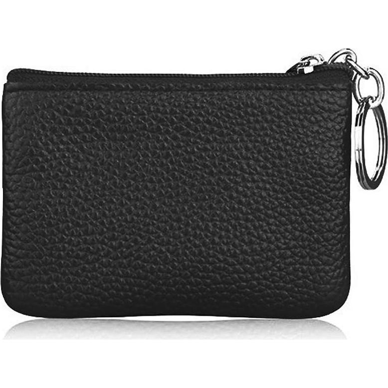 Monedero de cuero genuino negro Hibate HD-015-BLK pequeño