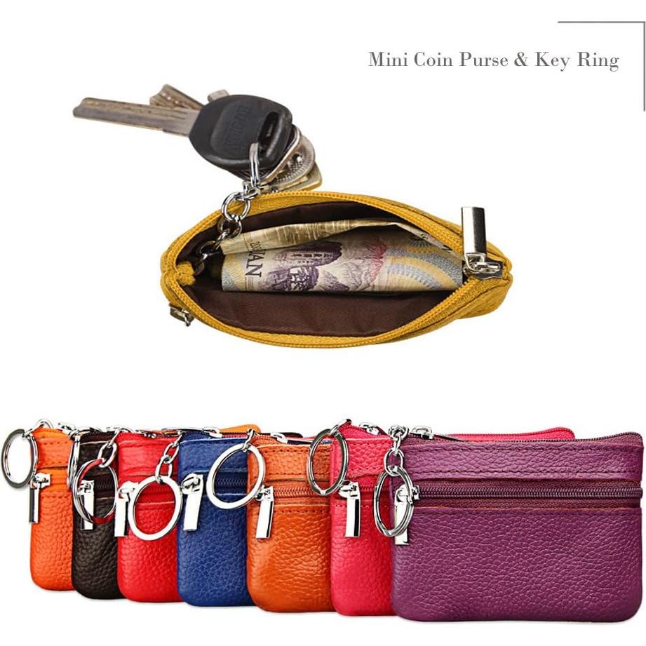 Monedero de cuero genuino negro Hibate HD-015-BLK pequeño