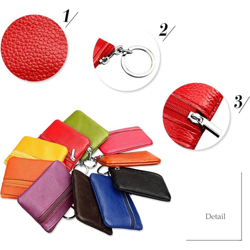 Monedero de cuero genuino negro Hibate HD-015-BLK pequeño