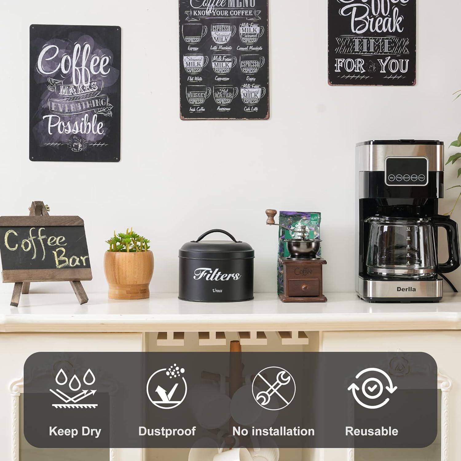 Soporte de Filtro de Café Uross Negro - Contenedor Redondo 16cm