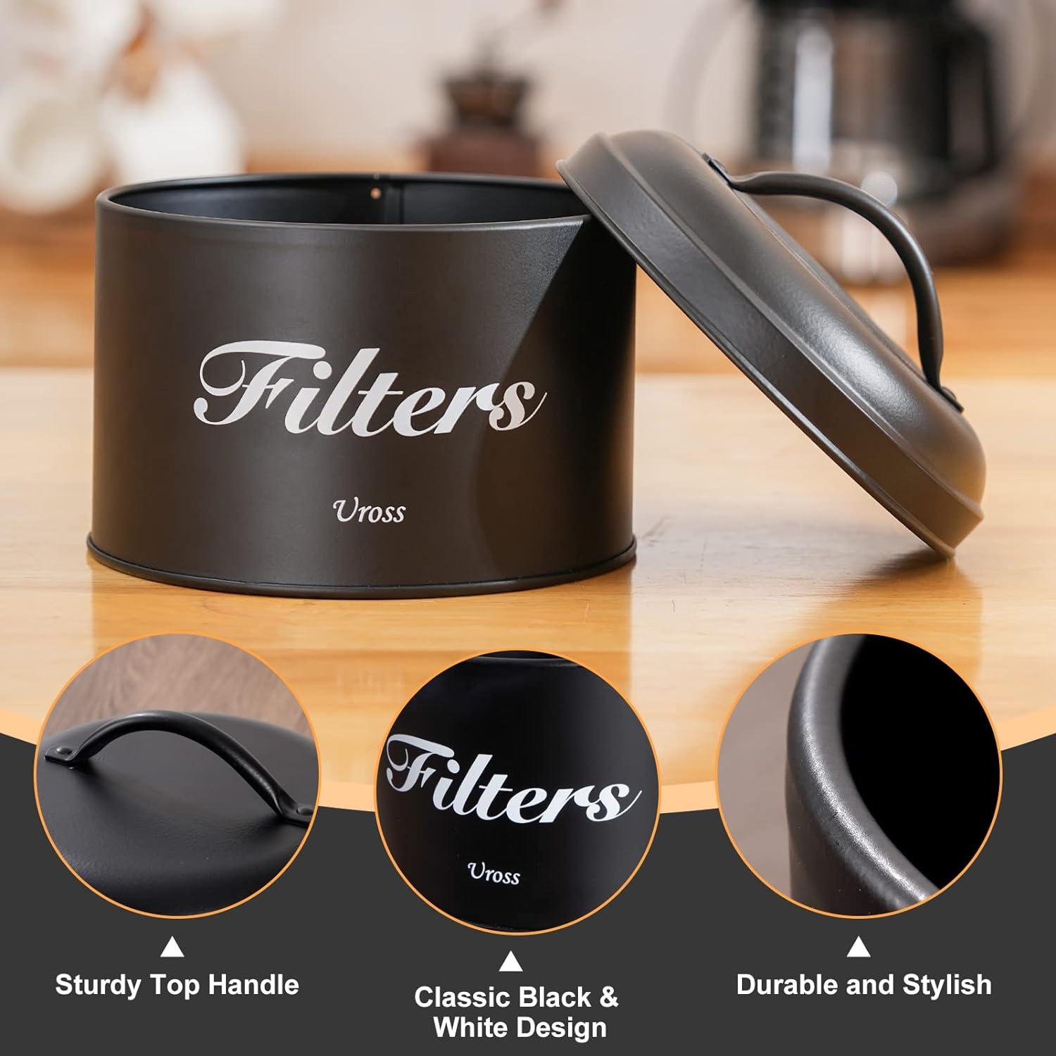 Soporte de Filtro de Café Uross Negro - Contenedor Redondo 16cm