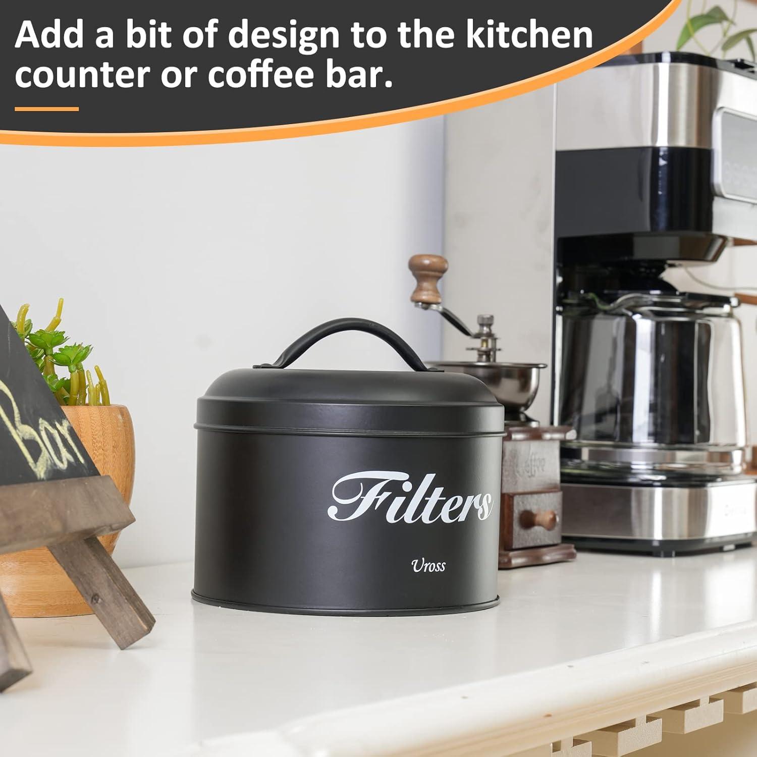 Soporte de Filtro de Café Uross Negro - Contenedor Redondo 16cm