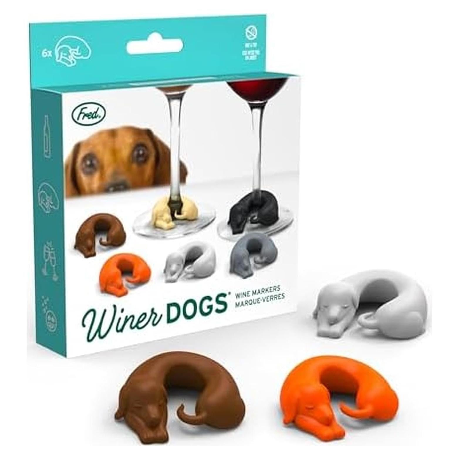 Marcadores de Bebida de Silicona Dachshund - Set de 6 Multicolor