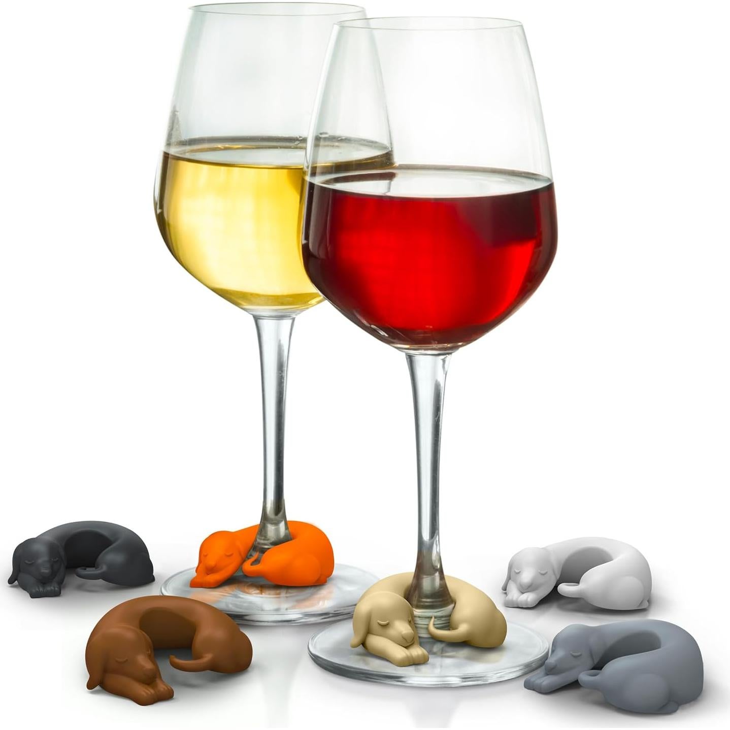 Marcadores de Bebida de Silicona Dachshund - Set de 6 Multicolor