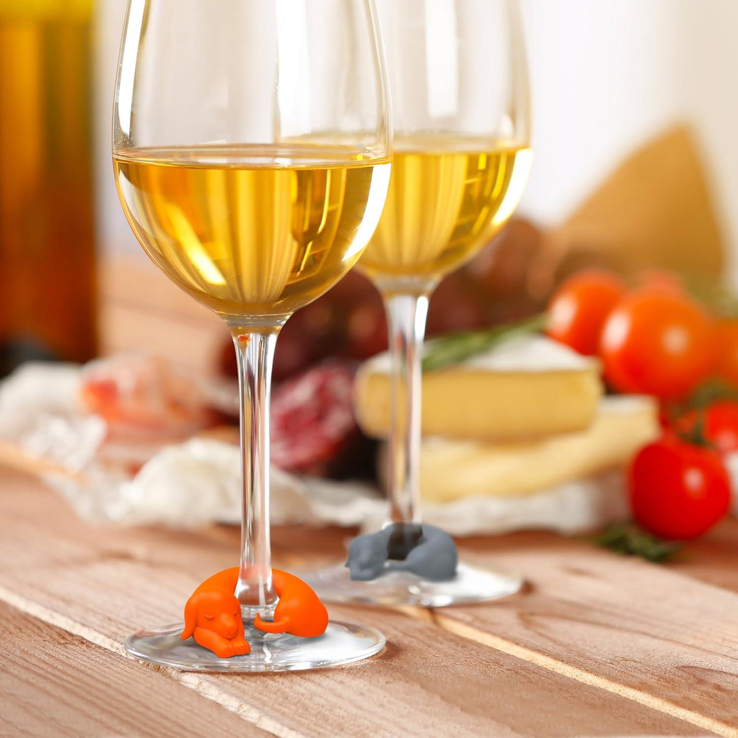 Marcadores de Bebida de Silicona Dachshund - Set de 6 Multicolor