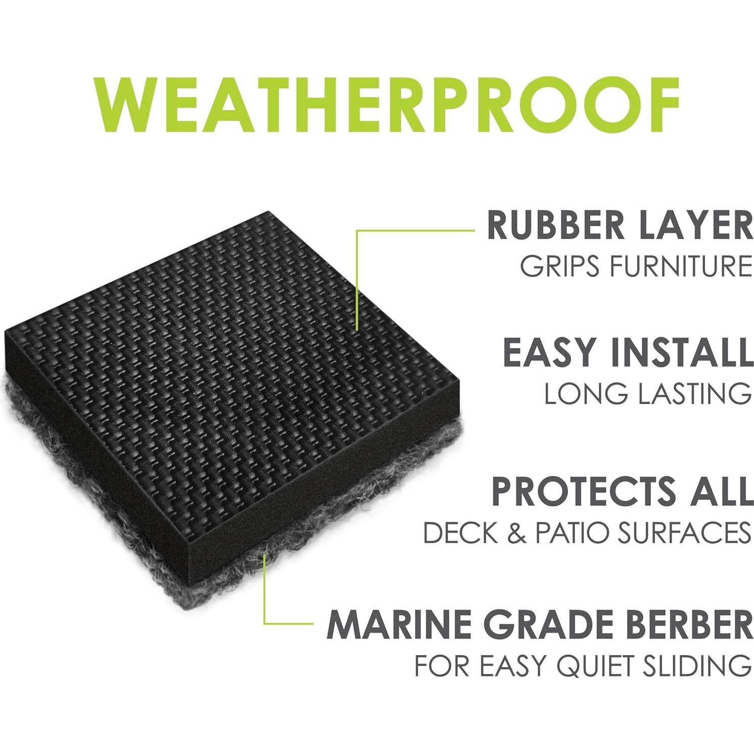 Deslizadores de Muebles GorillaOutdoor 6.35 cm a Prueba de Clima - Paquete de 4