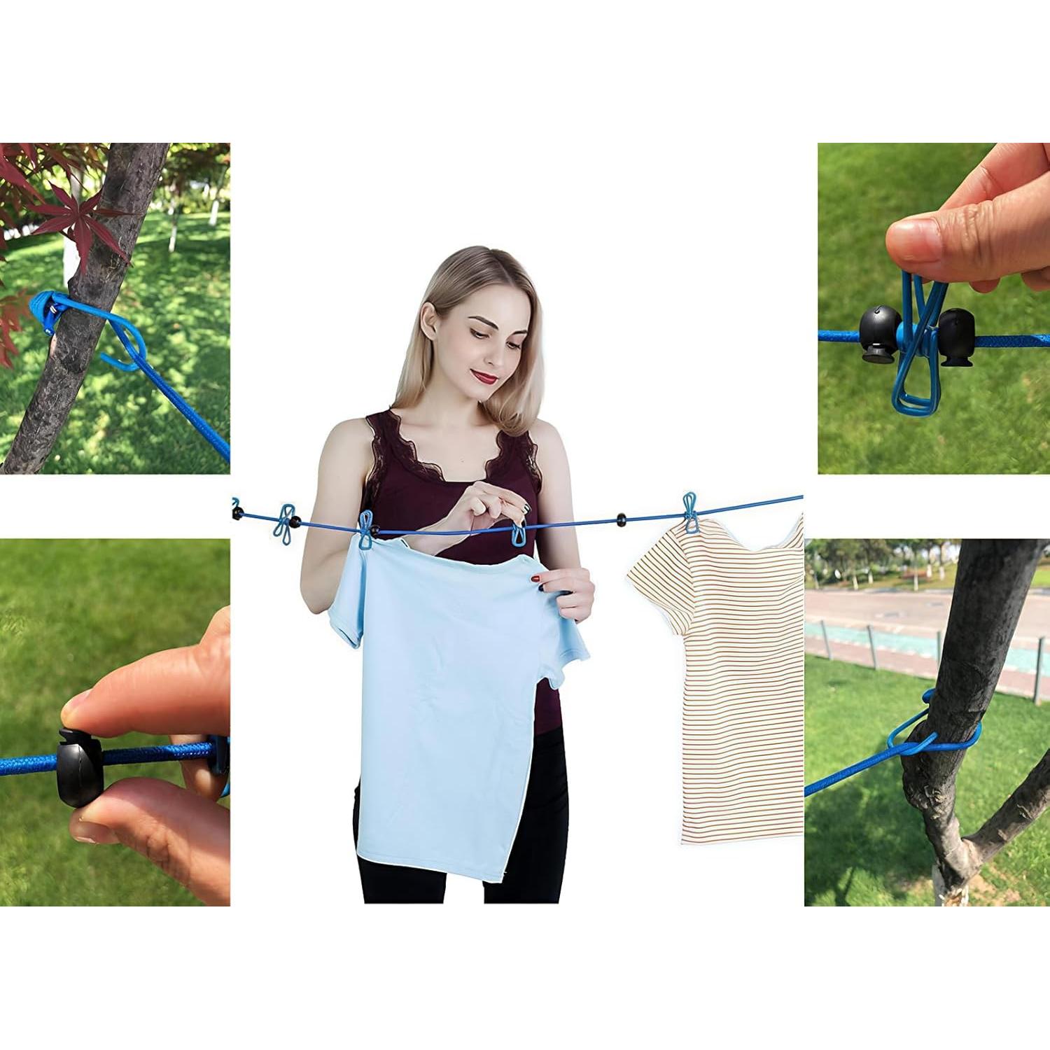 Cuerda de Ropa Portátil BanYakong 3.66m con 12 Pinzas Negra