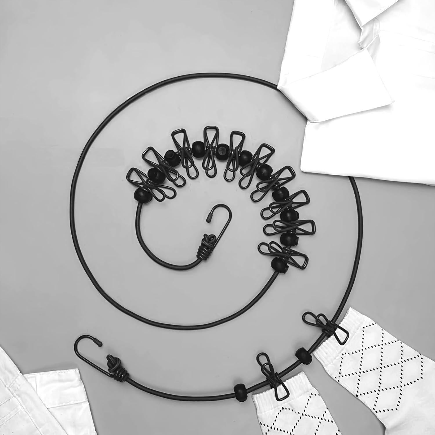 Cuerda de Ropa Portátil BanYakong 3.66m con 12 Pinzas Negra