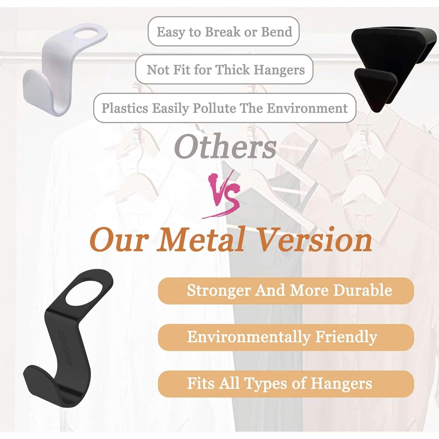 Ganchos Conectores de Perchas ZEDODIER - Paquete de 12, Metal Negro