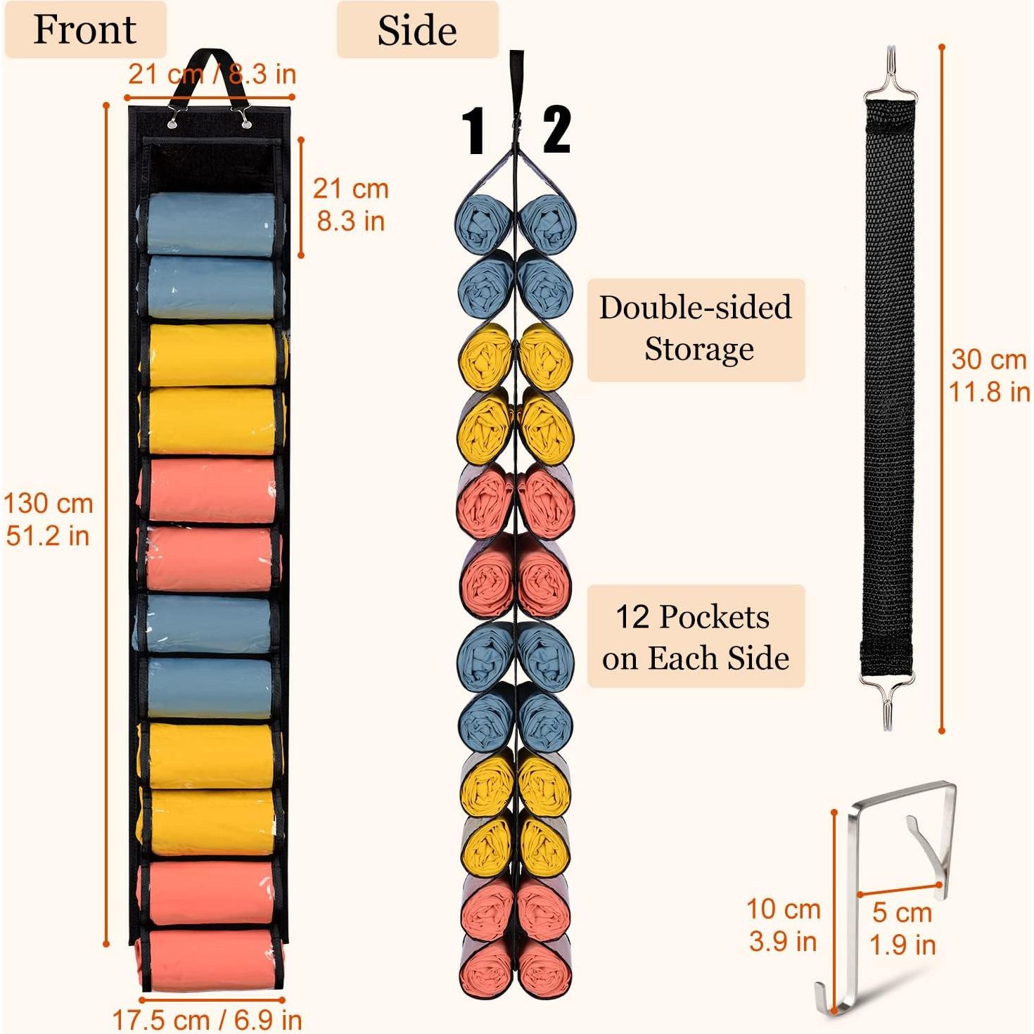 Organizador Colgante de Leggings Lirex 24 Bolsillos Negro