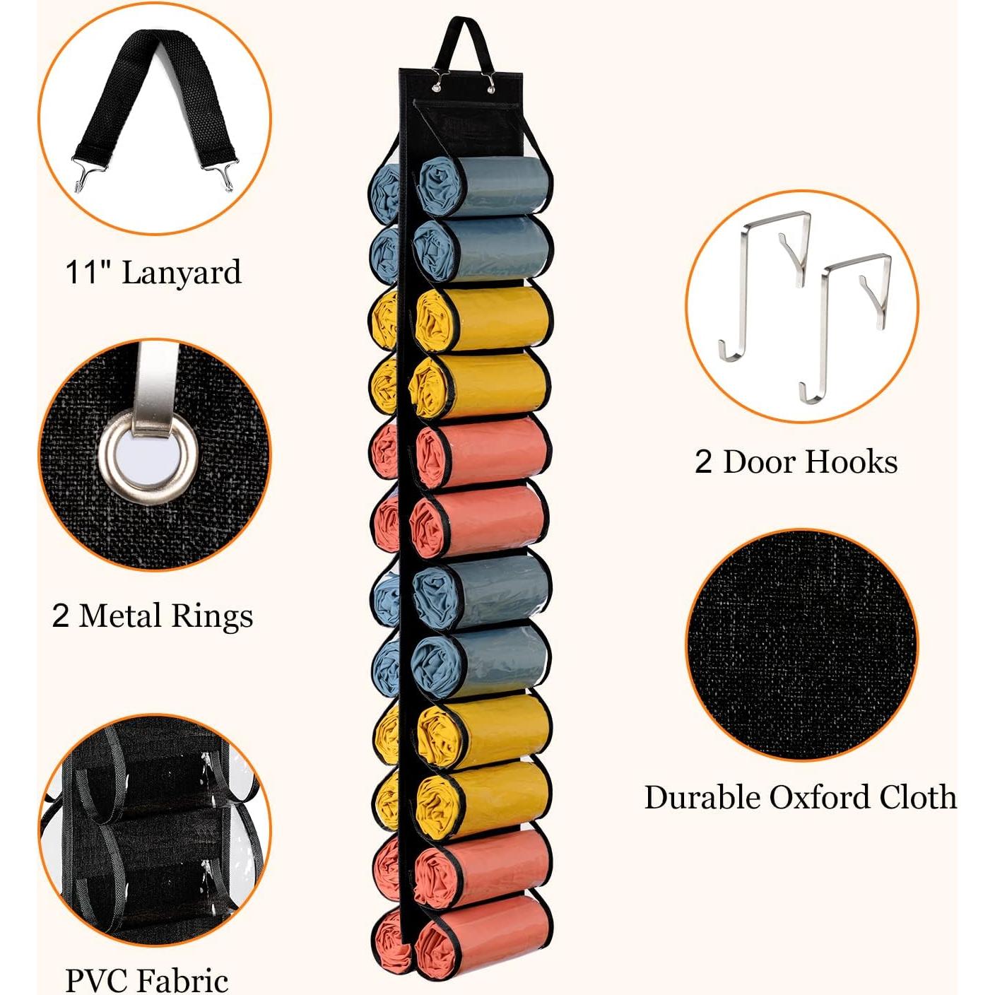 Organizador Colgante de Leggings Lirex 24 Bolsillos Negro