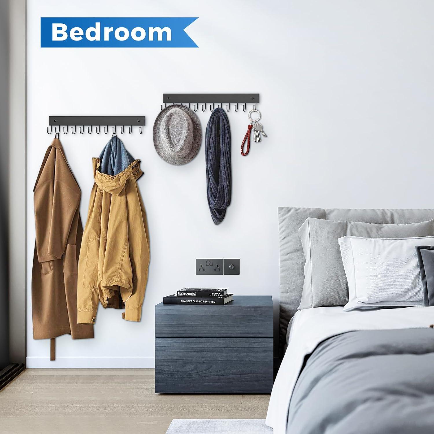 Perchero de Cinturones HAILMAJOR de Madera Negro 12 Ganchos