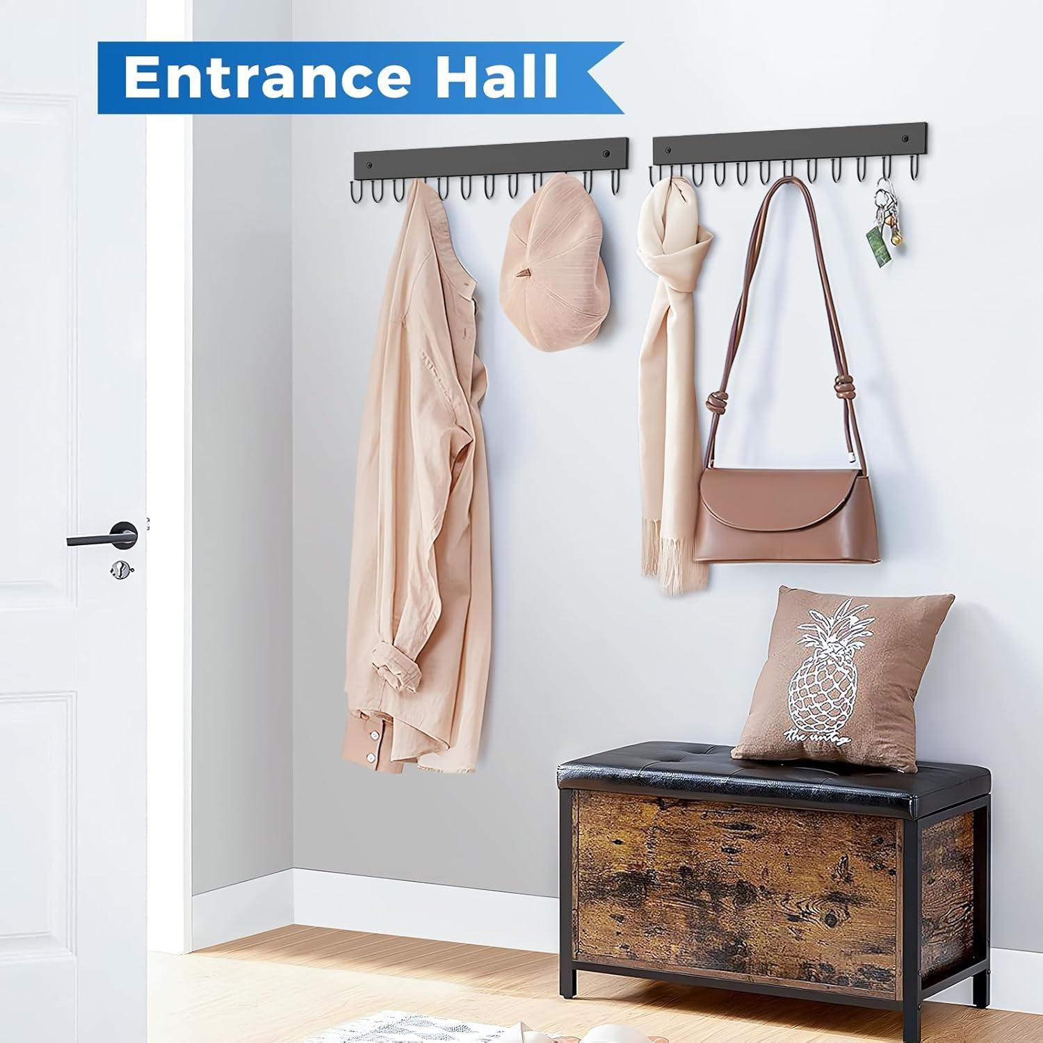 Perchero de Cinturones HAILMAJOR de Madera Negro 12 Ganchos