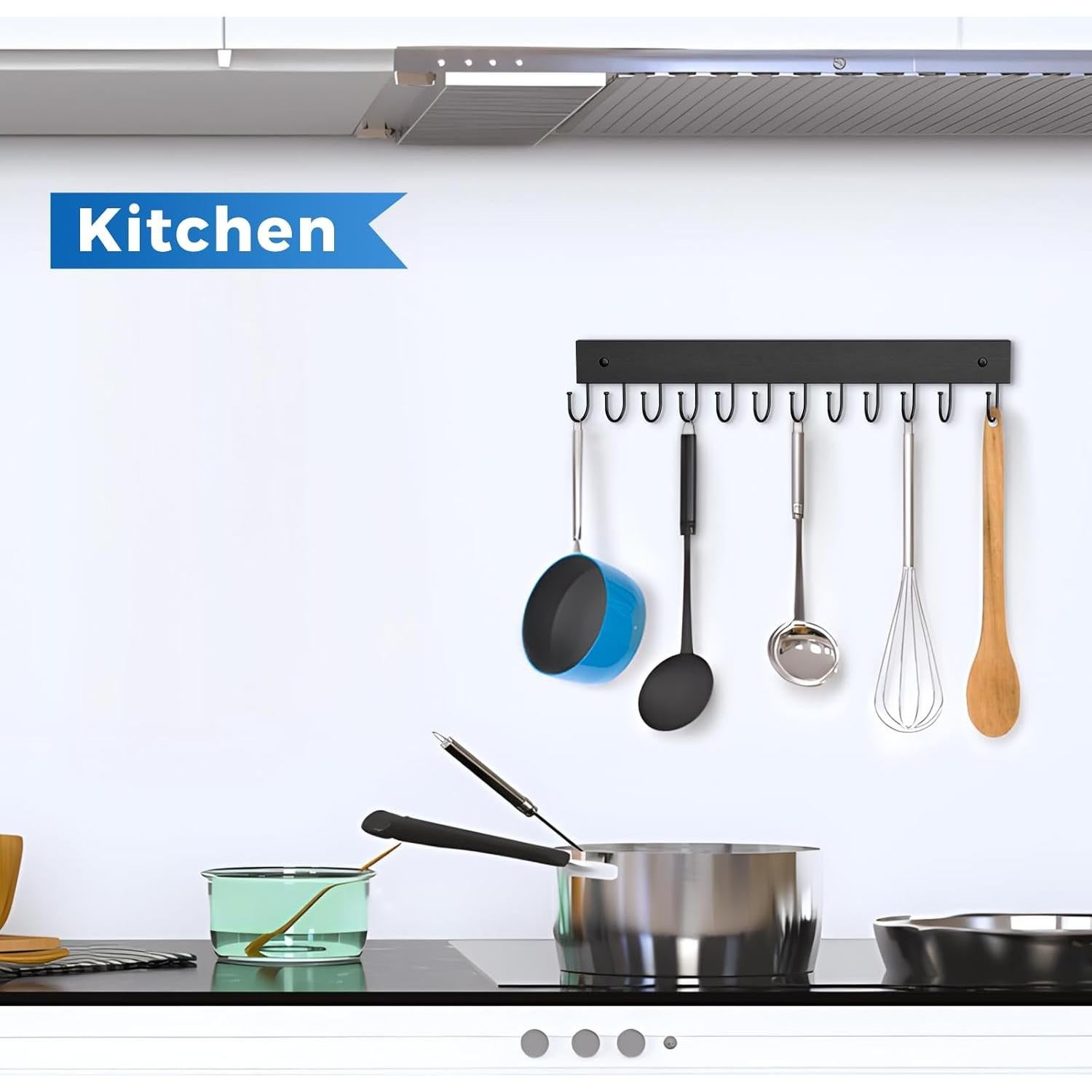 Perchero de Cinturones HAILMAJOR de Madera Negro 12 Ganchos