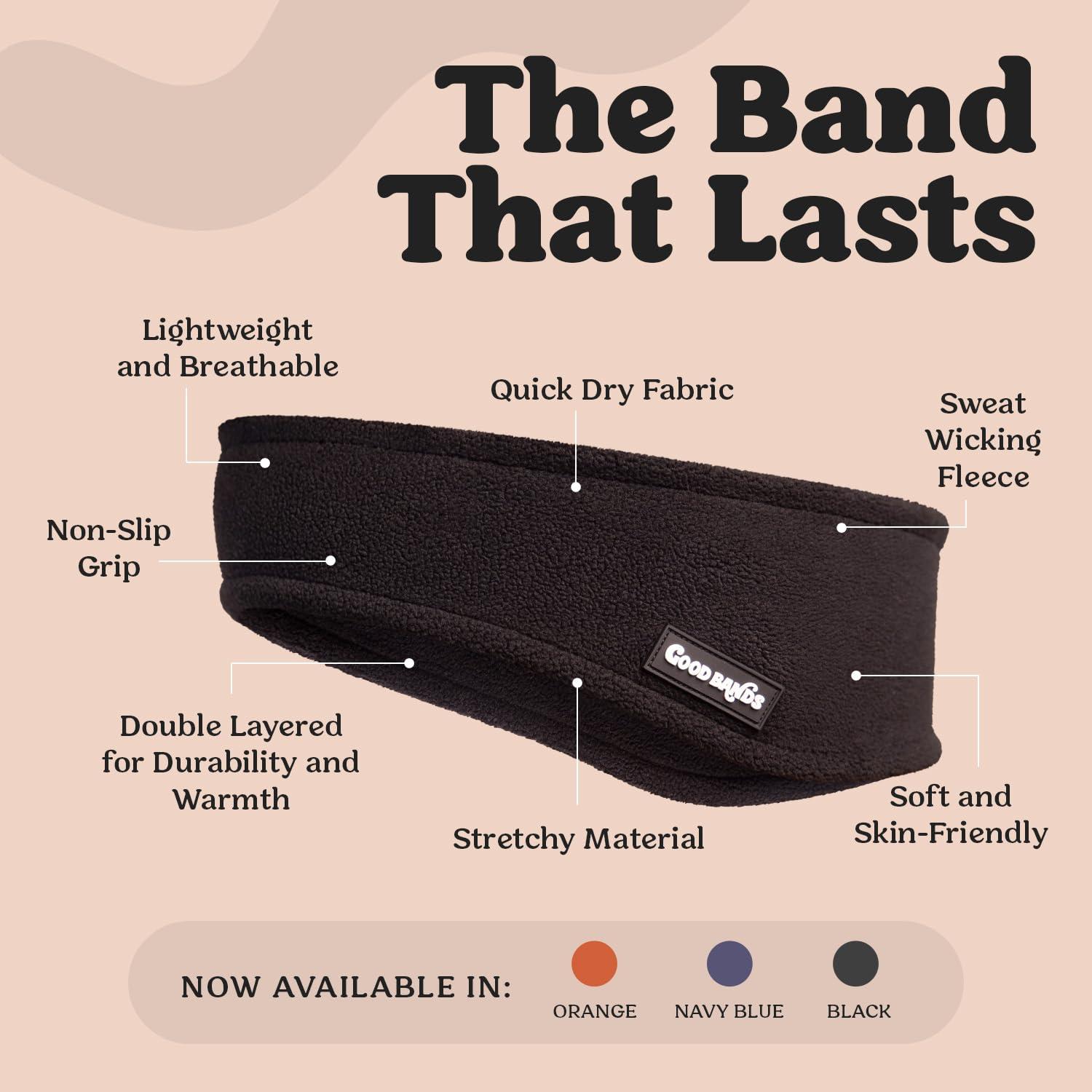 Diadema de Forro Polar Unisex Good Bands - Negro - 1 Cuenta