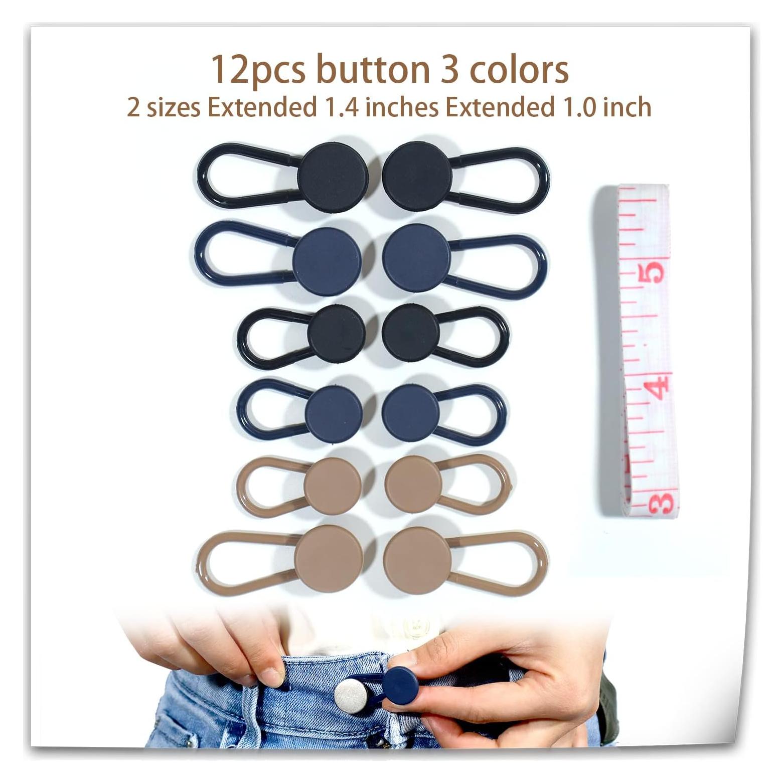 Extensores de Botones para Pantalones Moruiero 12 Pcs 1.52-1.78 cm