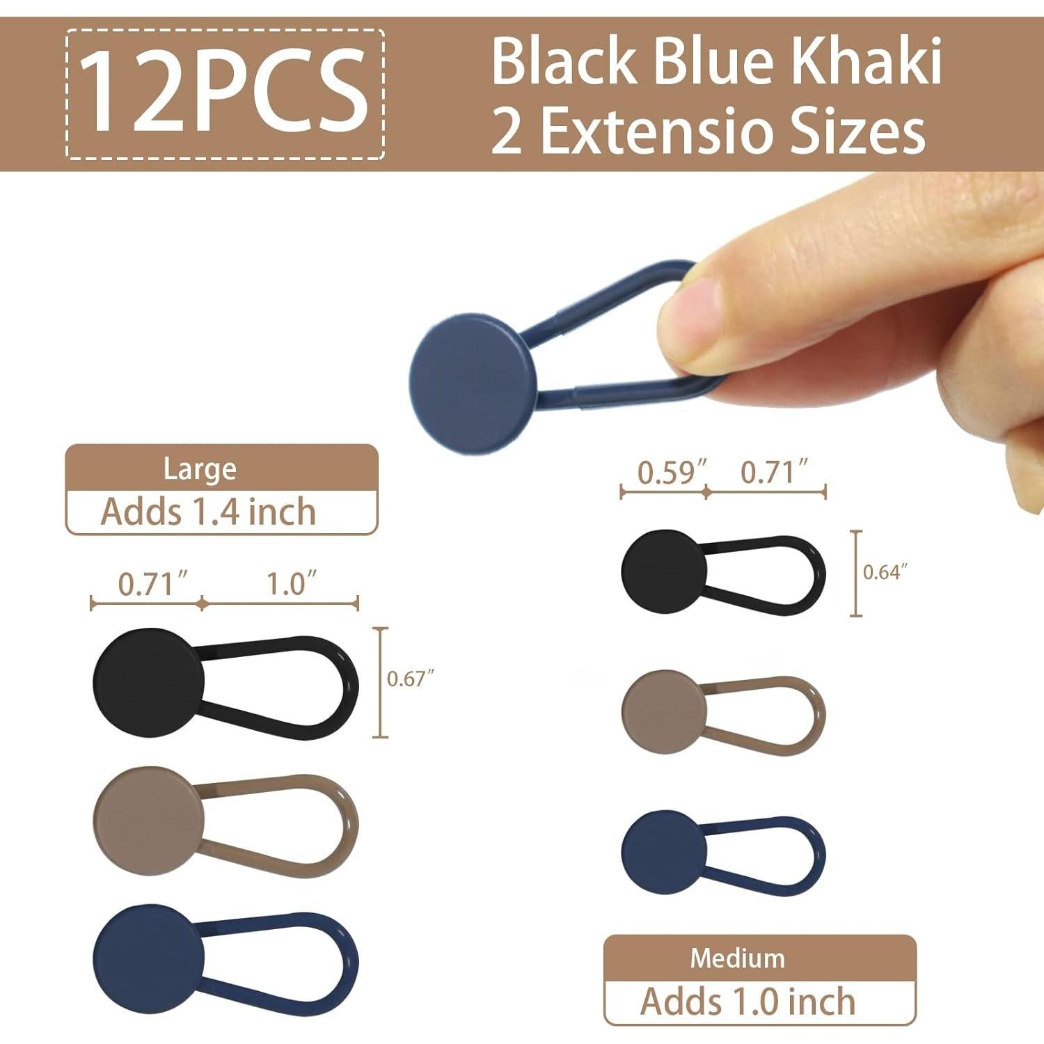 Extensores de Botones para Pantalones Moruiero 12 Pcs 1.52-1.78 cm