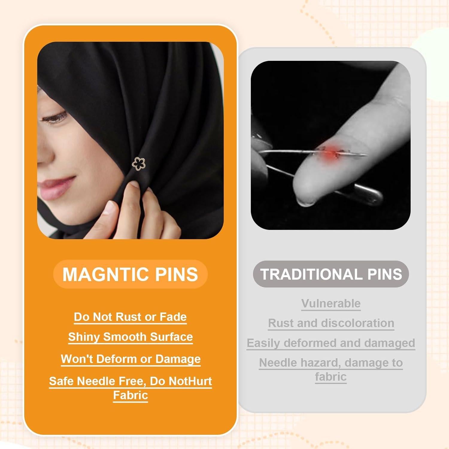 Pines Magnéticos para Hijab Cecliy, Paquete de 8 Unidades