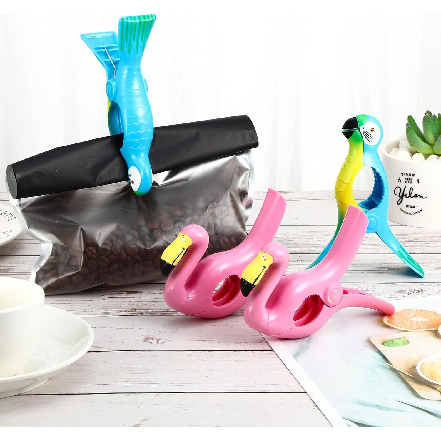 4 Clips de Toalla de Playa Jumbo Waydress - Flamenco y Loro