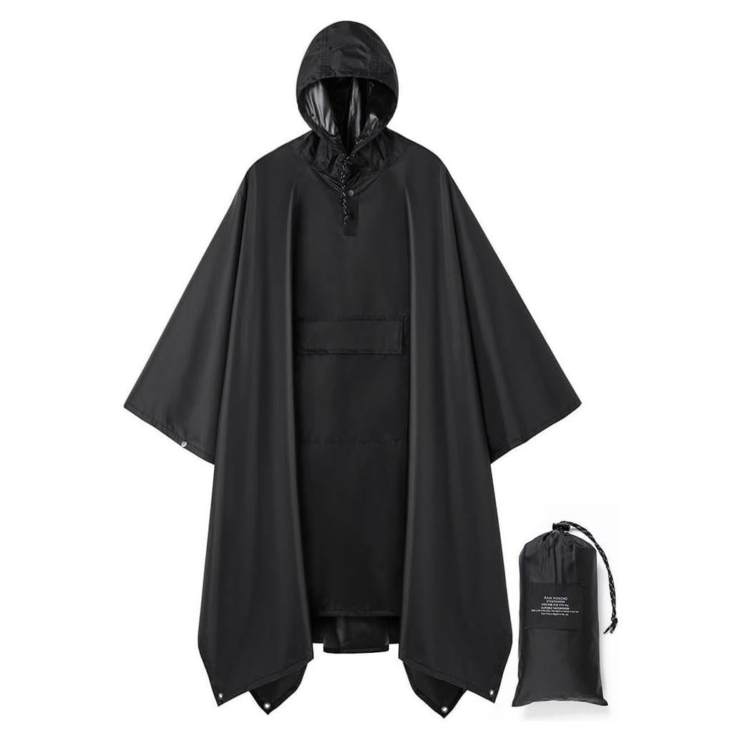 Poncho de Lluvia Impermeable Unisex con Capucha y Bolsillo