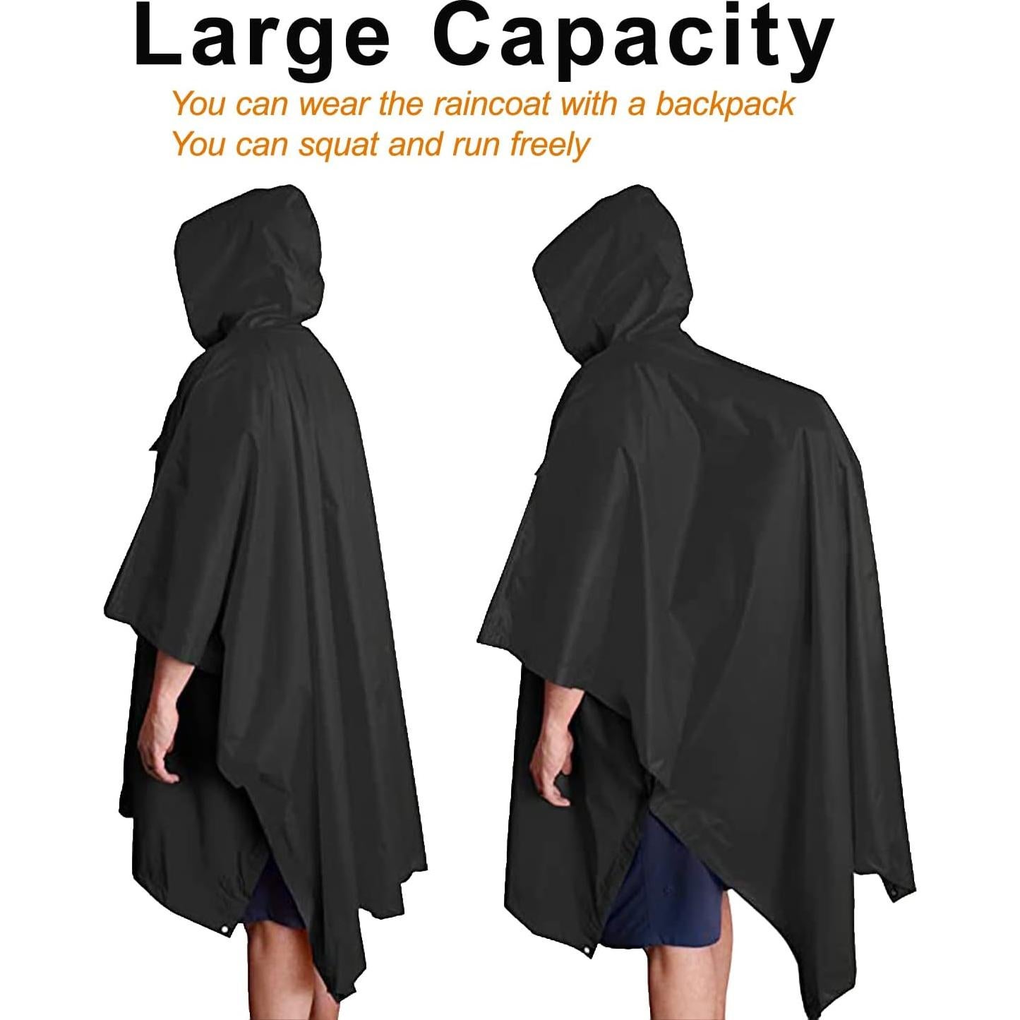Poncho de Lluvia Impermeable Unisex con Capucha y Bolsillo