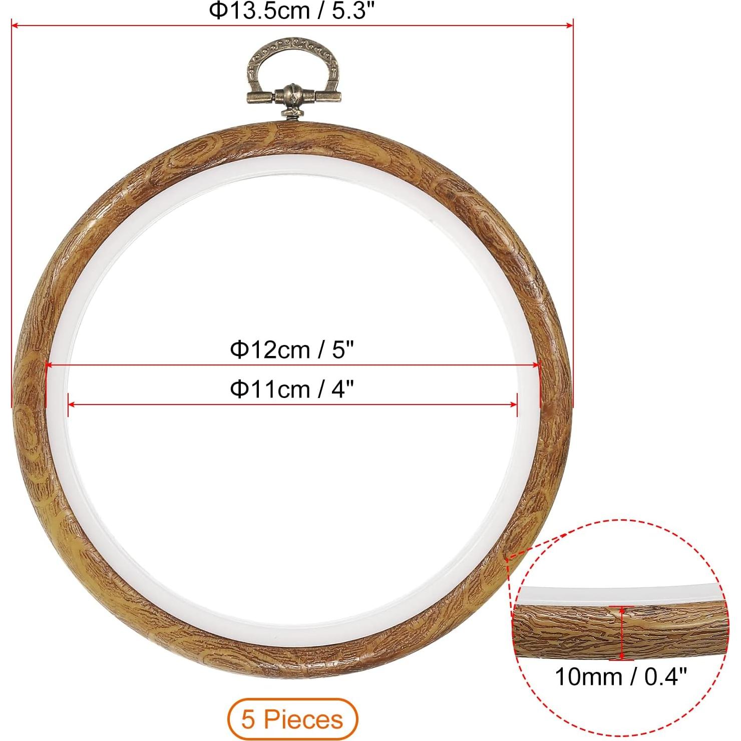 Aros de Bordado PATIKIL 5 Piezas 12 cm Imitación Madera