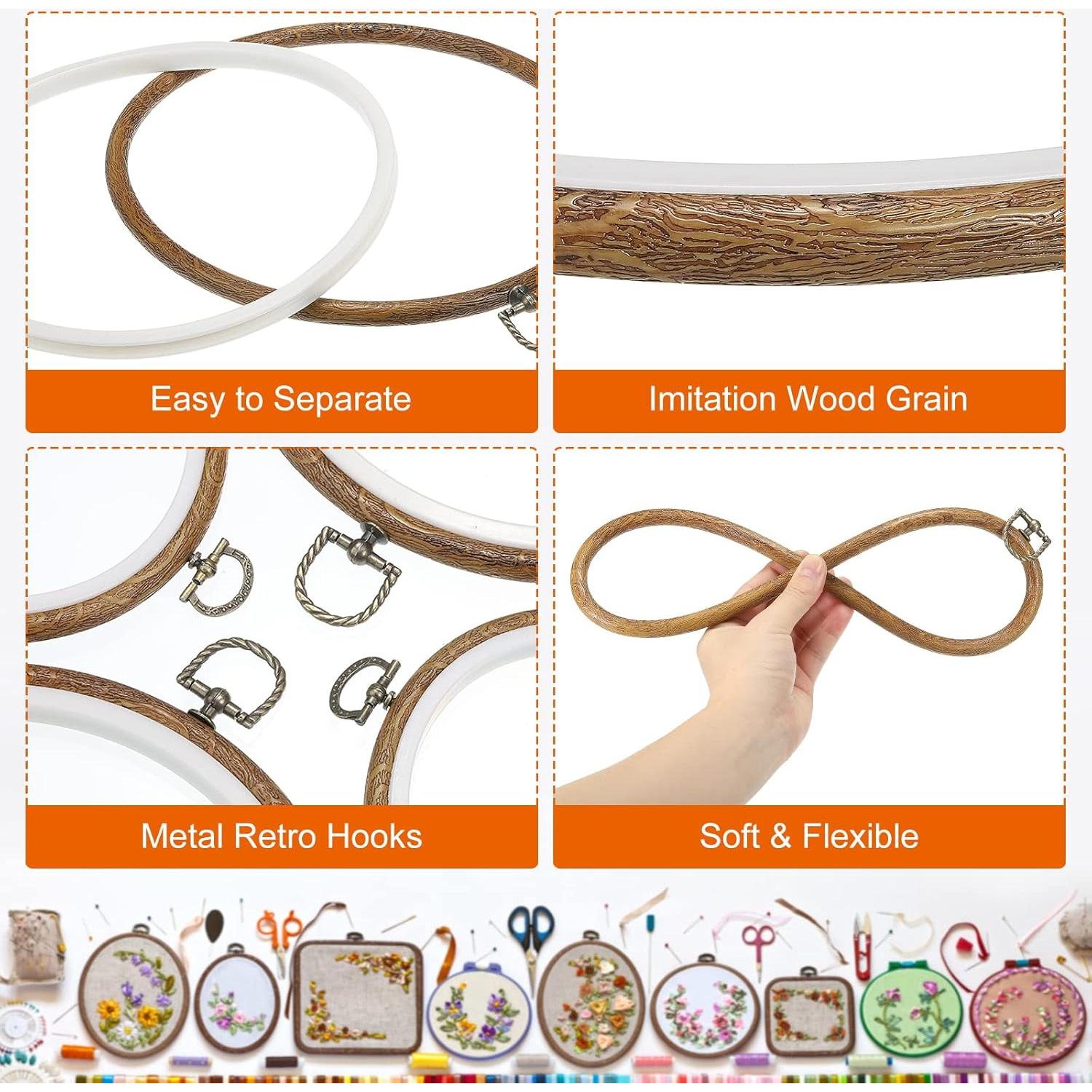 Aros de Bordado PATIKIL 5 Piezas 12 cm Imitación Madera