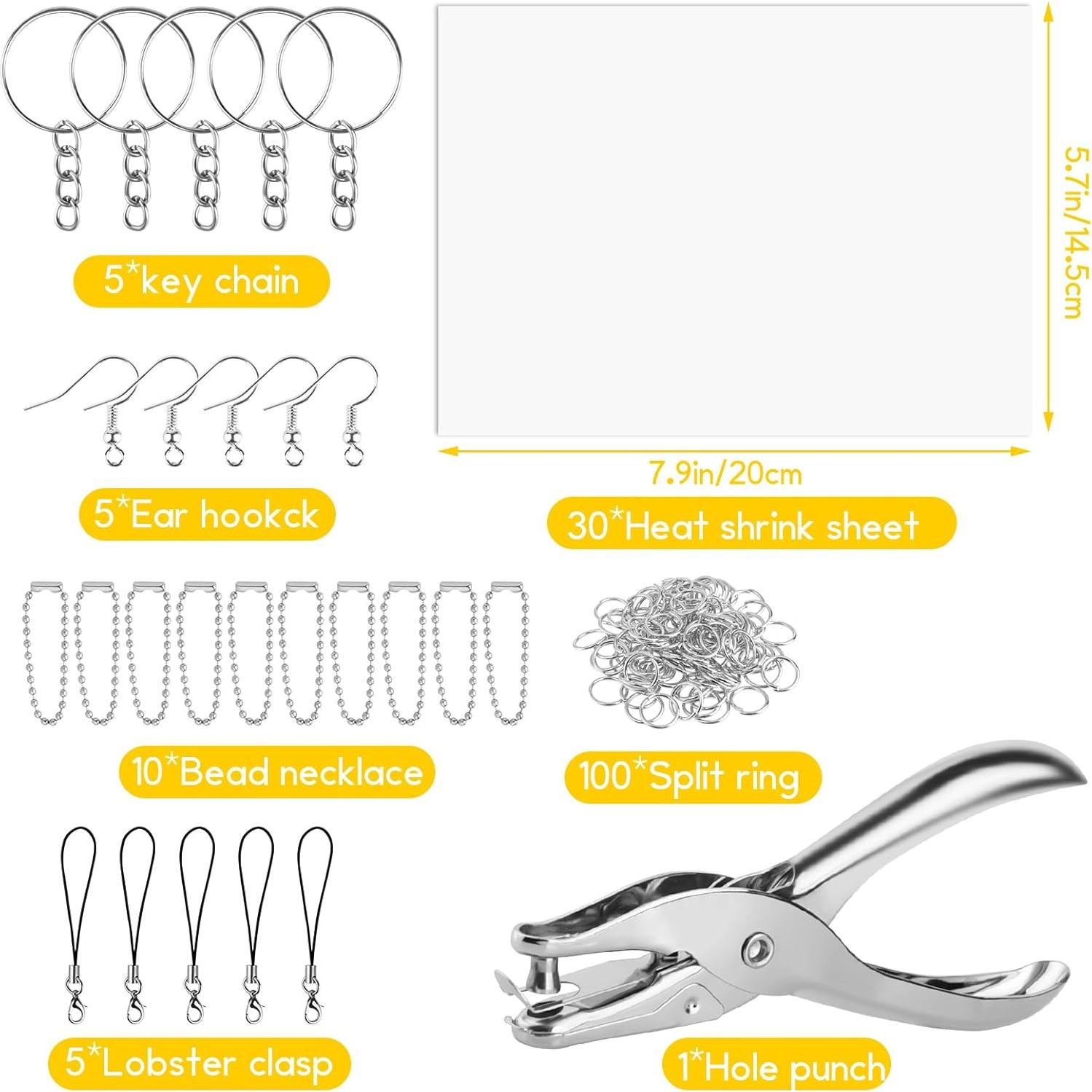 Kit de Arte Termocontraíble Bouiexye 146 Piezas - Hojas y Llaveros