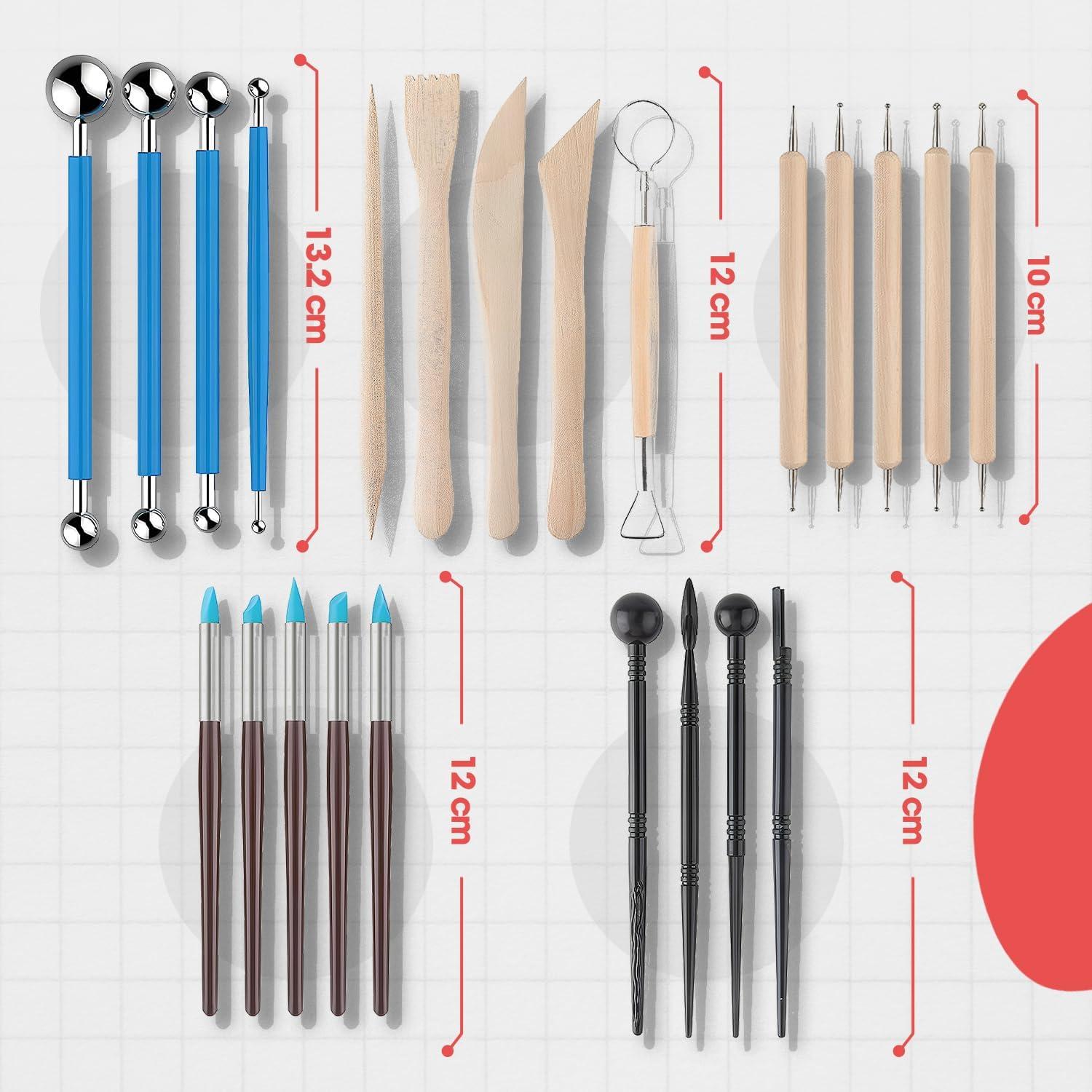 Kit de Herramientas de Arcilla WUMAKES 25 Piezas con Bolsa