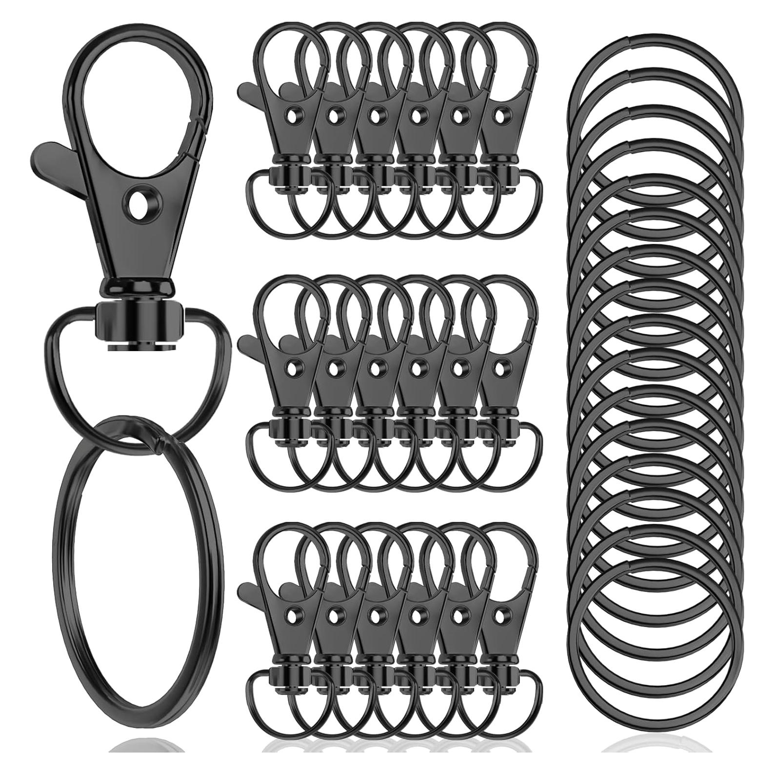 100 Ganchos de Snap Giratorios Segauin con Anillos de Llave Negros