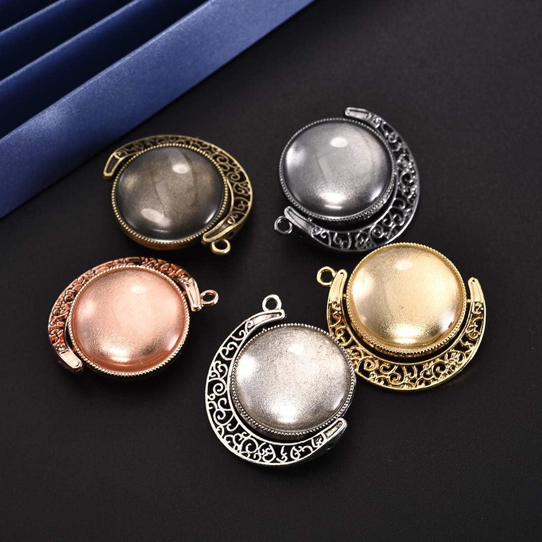 Kit de Joyería DIY DROLE - 20 Bandejas Luna 25mm + 40 Cabochones