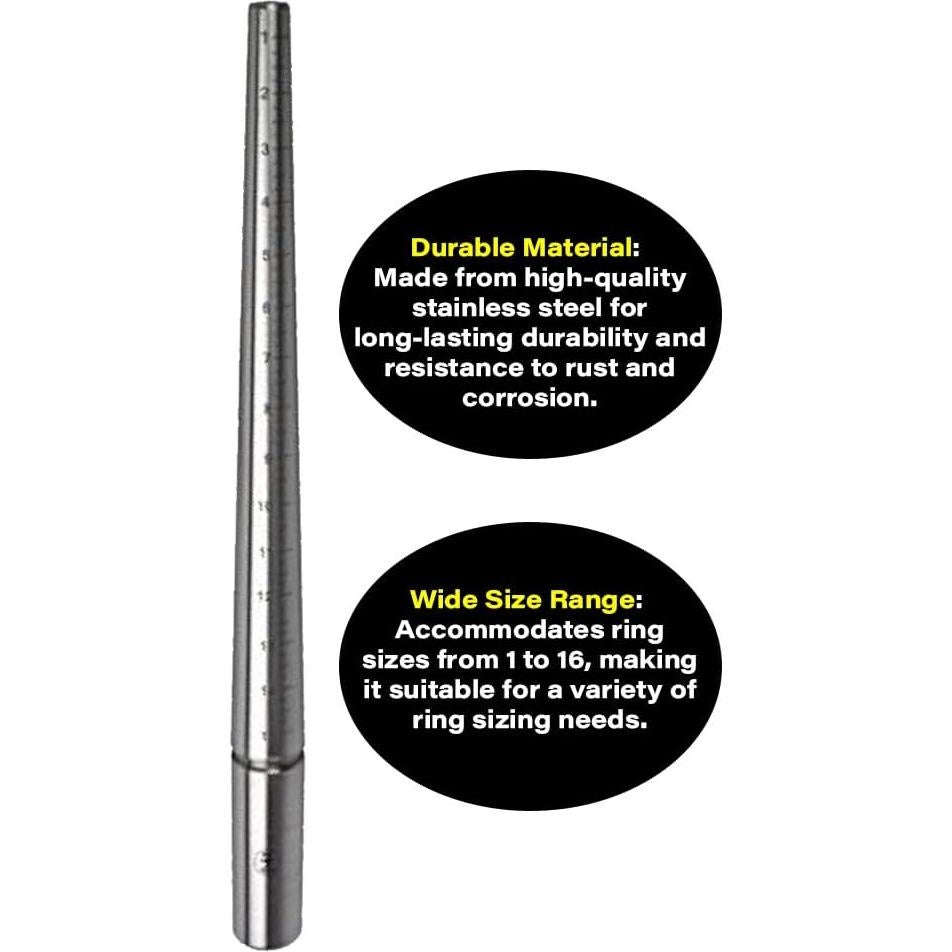 Mandril de Acero Inoxidable JTS para Medición de Anillos 1-16