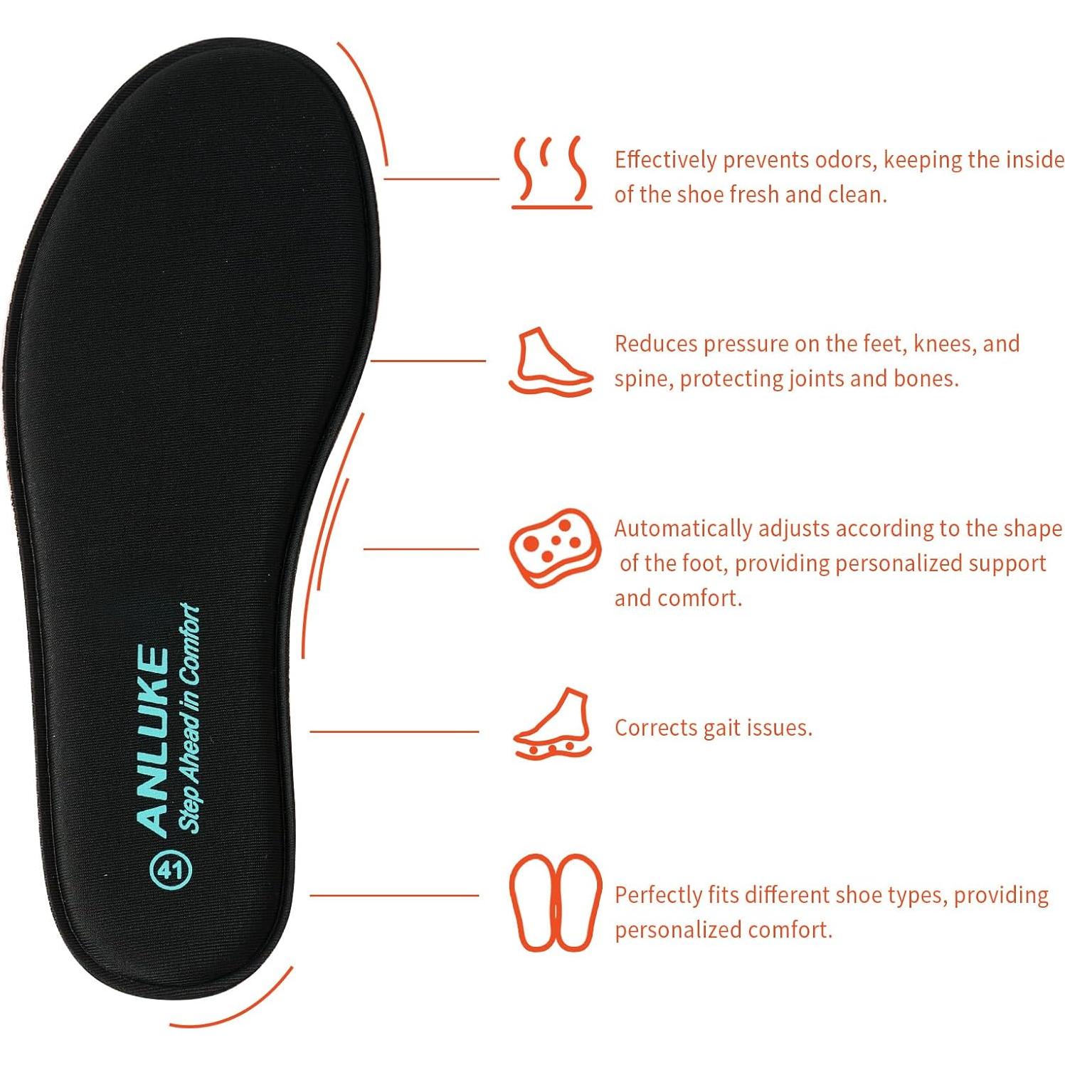 Plantillas de Espuma de Memoria ANLUKE para Hombres y Mujeres - Alivio del Dolor y Comodidad