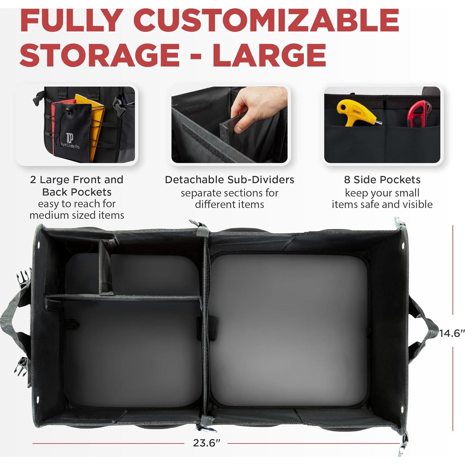 Organizador de Maletero TRUNKCRATEPRO Grande Negro Plegable