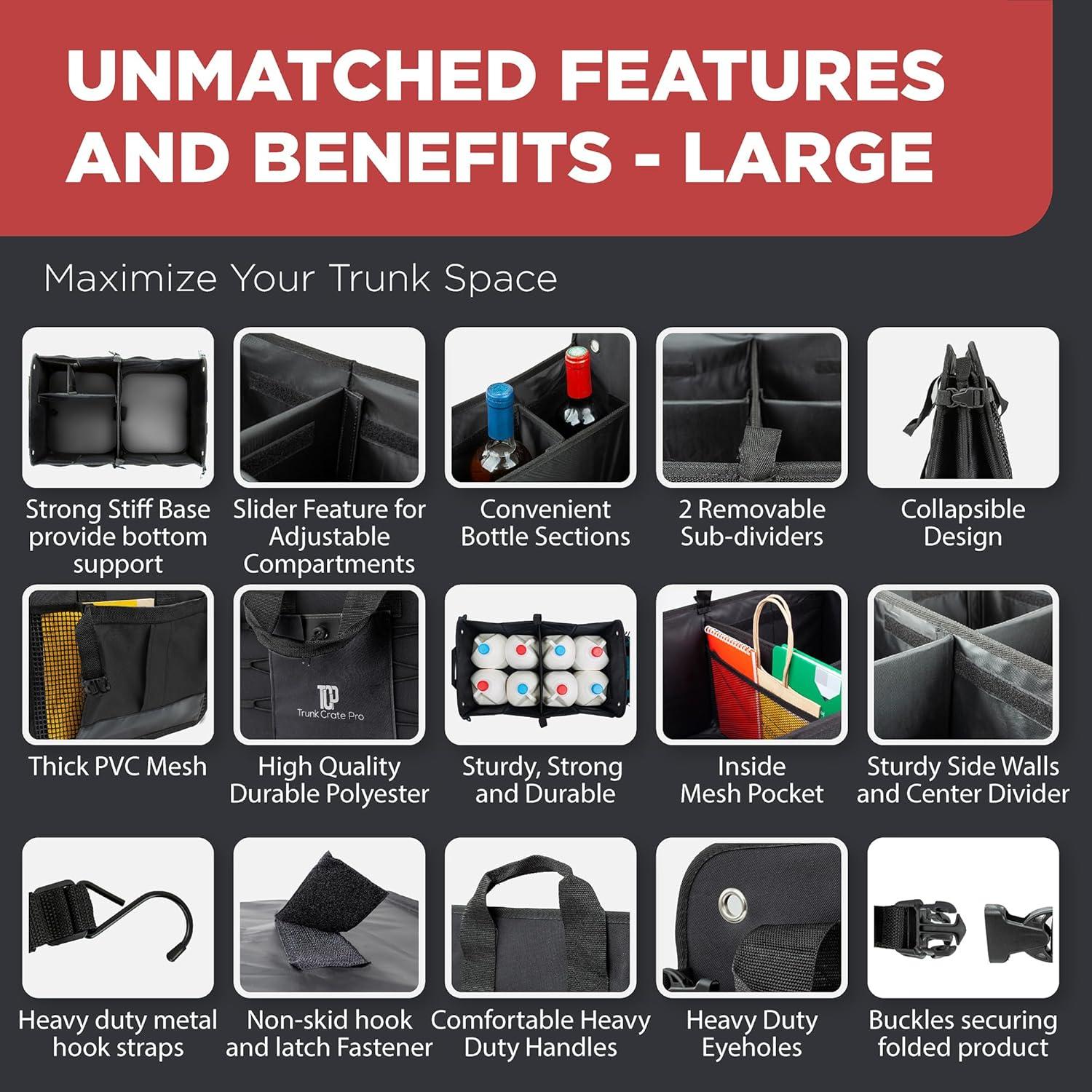 Organizador de Maletero TRUNKCRATEPRO Grande Negro Plegable