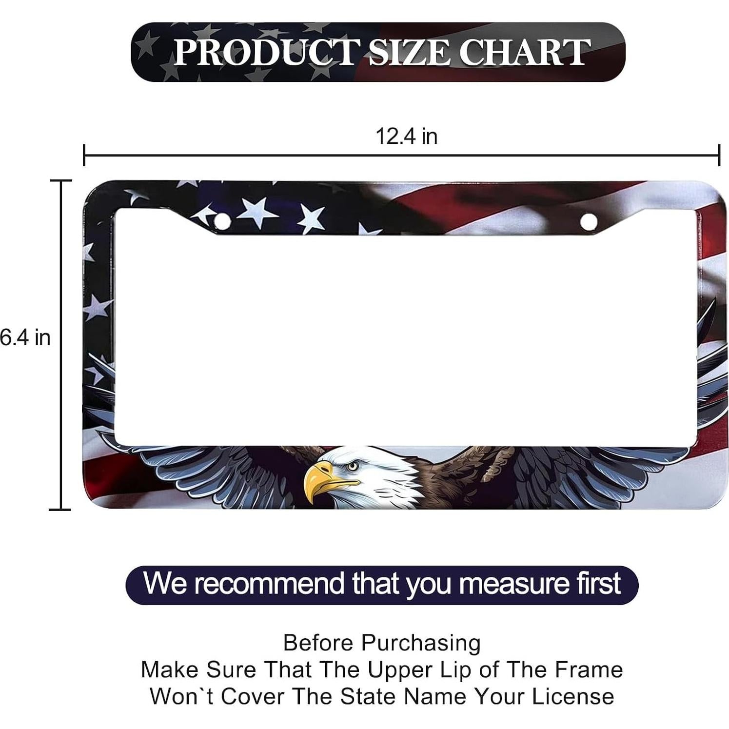 Marco de Placa de Licencia Patriótico LIN KANG - Aluminio con Bandera Americana