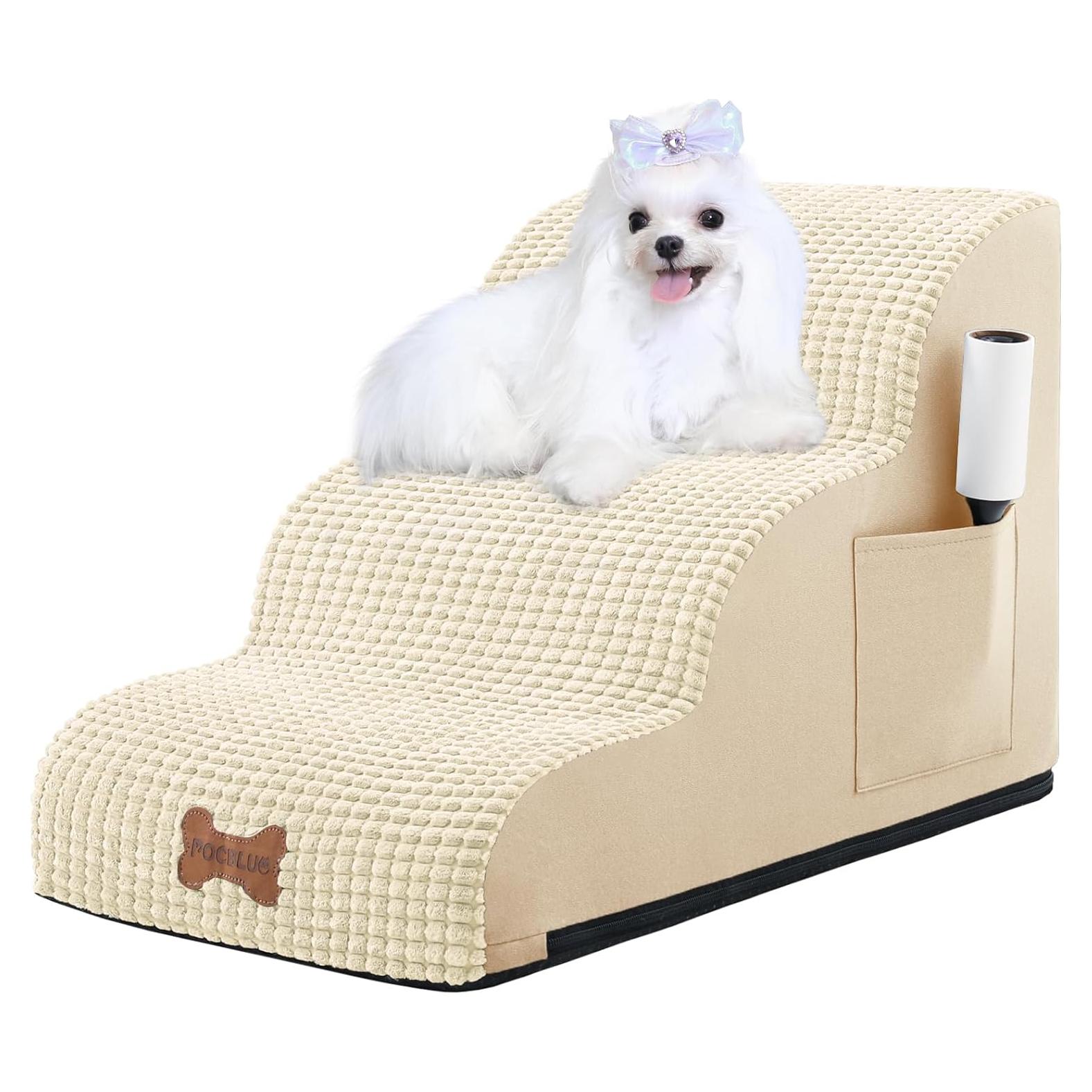 Escaleras para Perros POCBLUE 3 Escalones Beige Antideslizante